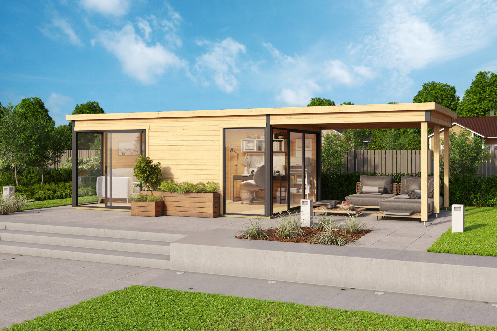 Lasita Maja Flachdach Anbau für Domeo 3+4