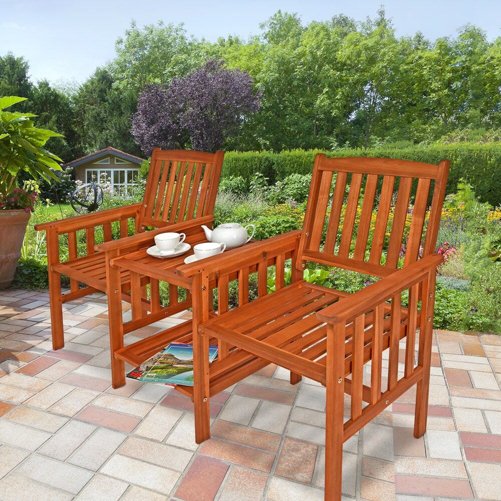 Gartenbank Akazienholz mit Tisch 164x63x91cm