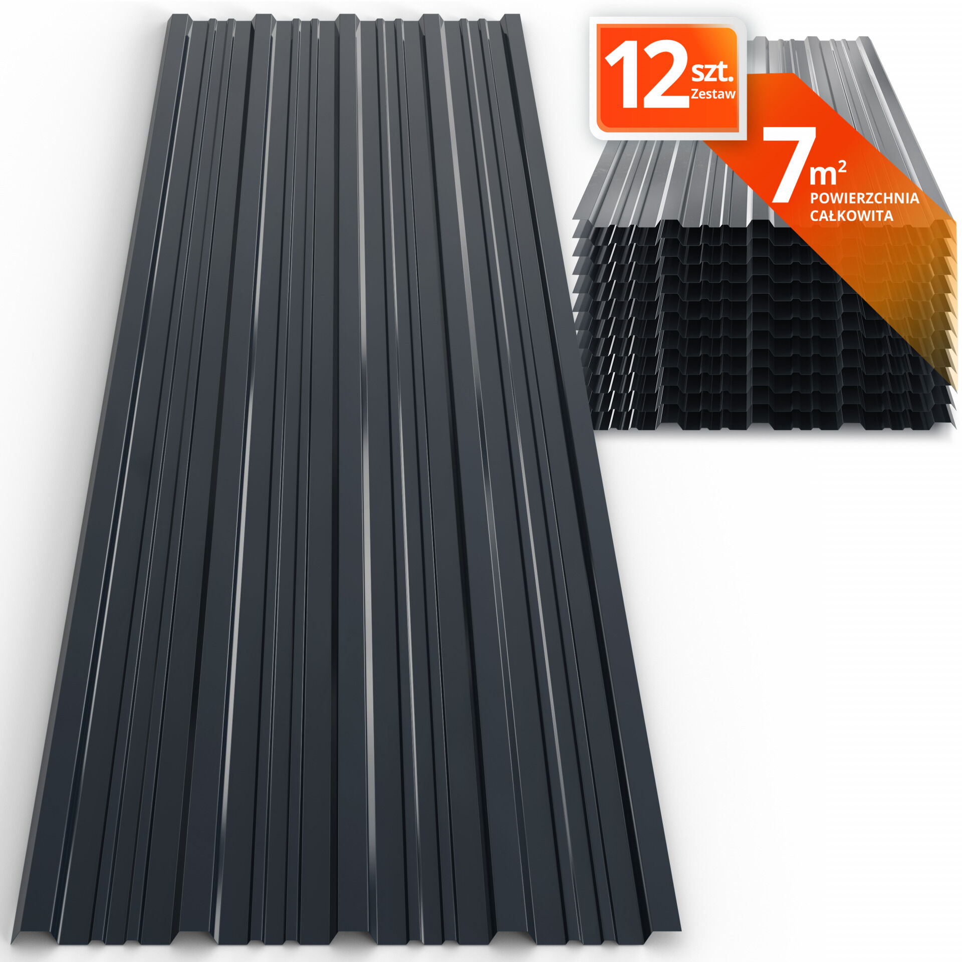 Trapezblech 12er Set Anthrazit 129x46cm 7m² verzinkt wetterfest stabil