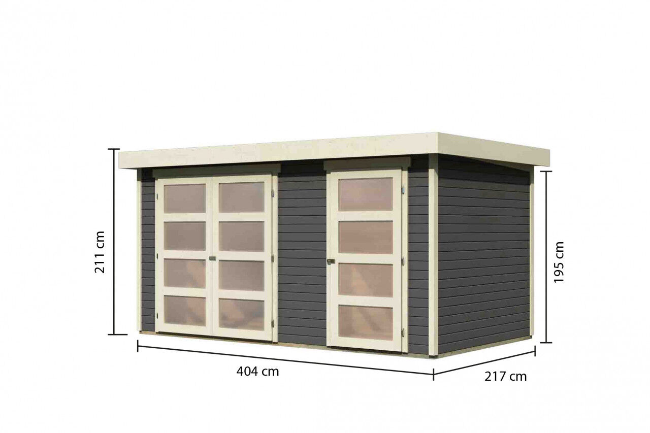 Flachdach Gartenhaus Mühlentrup 1 terragrau