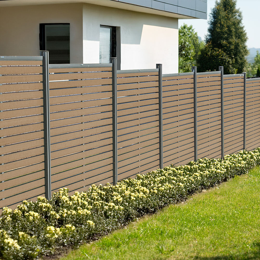 WPC Sichtschutzzaun ALIRA Teak - 4 x Element + 6 x Pfosten