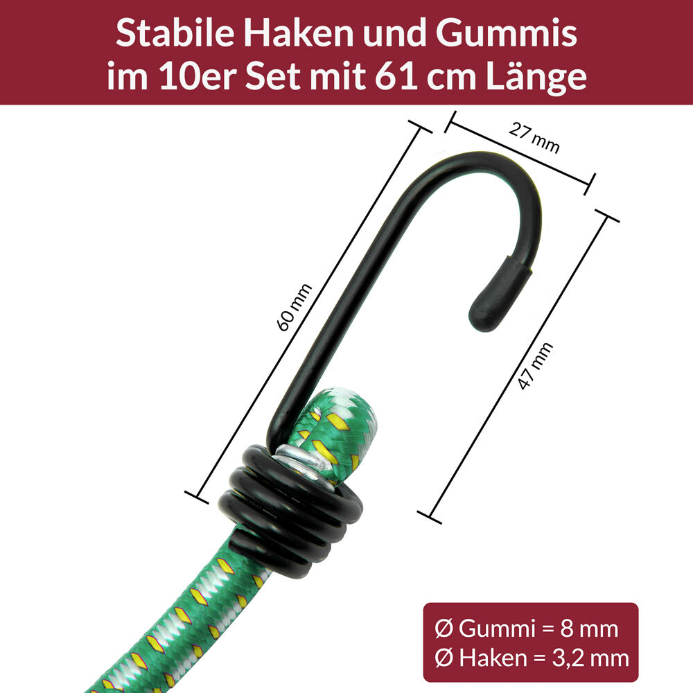Spanngummi 10er-Set Grün Expander 61cm