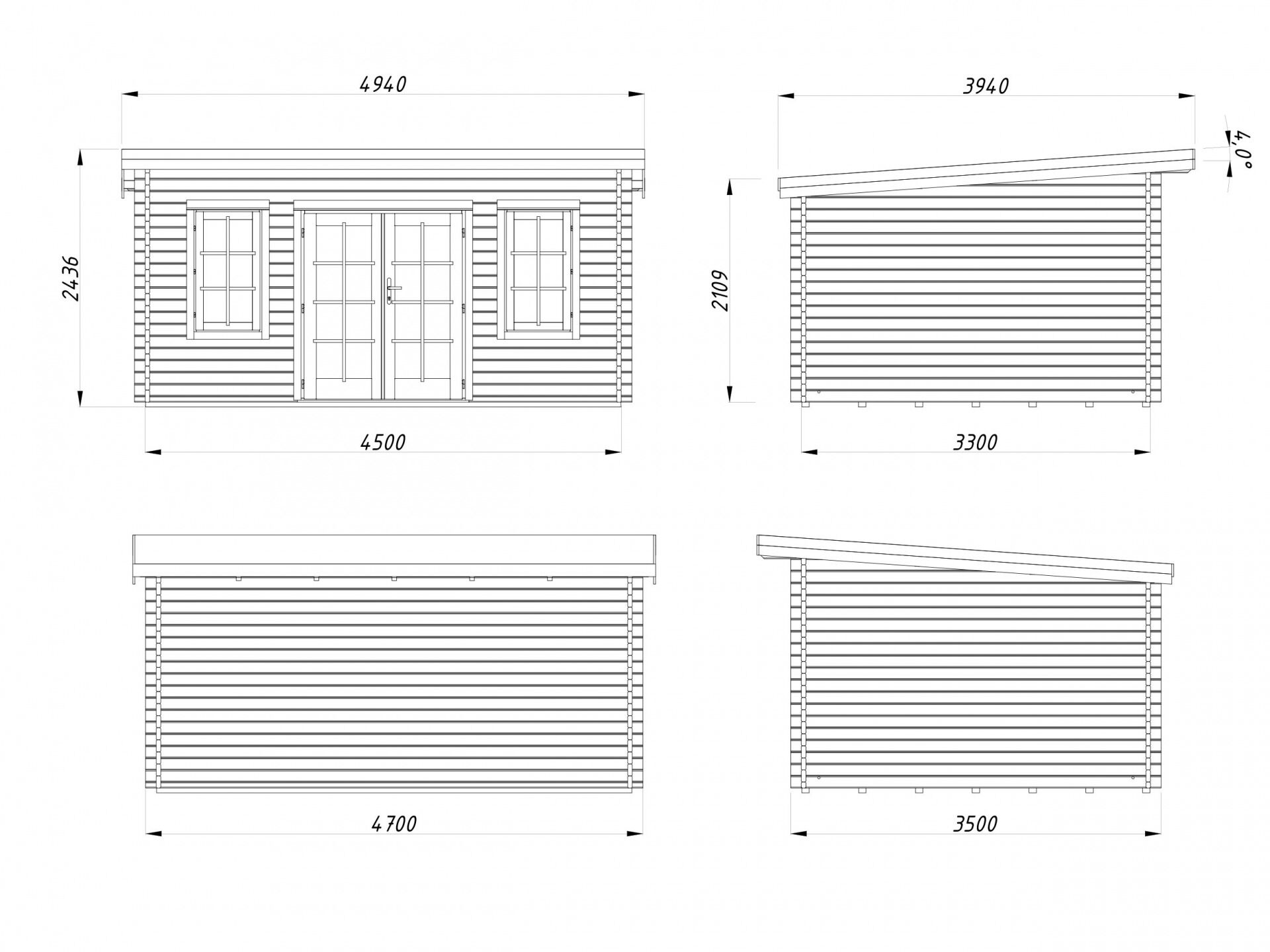 Palmako Pultdach Gartenhaus Lisa 14,2 m²