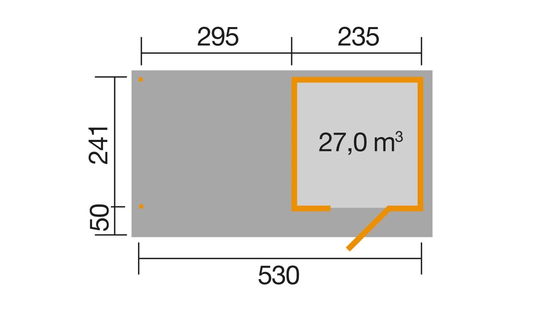weka Design-Gartenhaus 172 B 5,8x3,1m, Naturbelassen, Premium Dachbahn selbstklebend