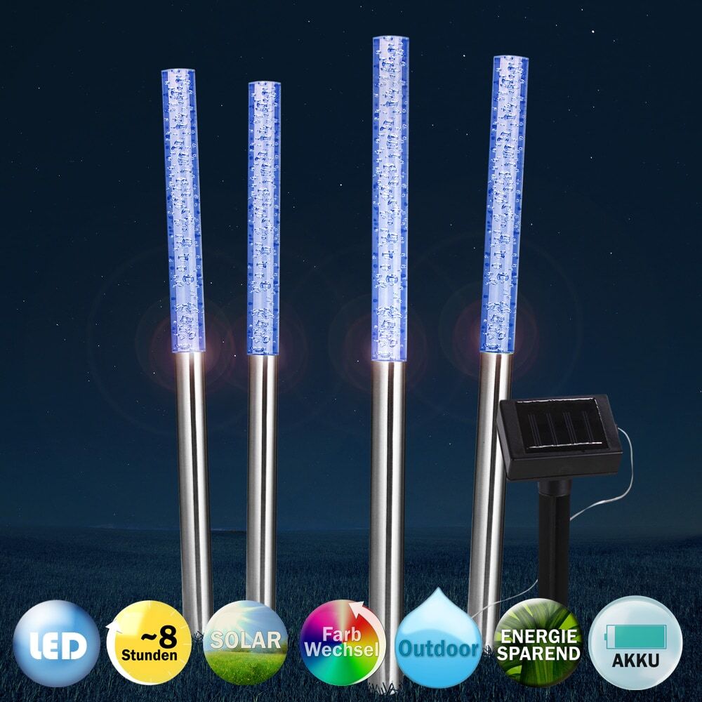 LED Solar Steckleuchte 4er-Set mit Farbwechsler