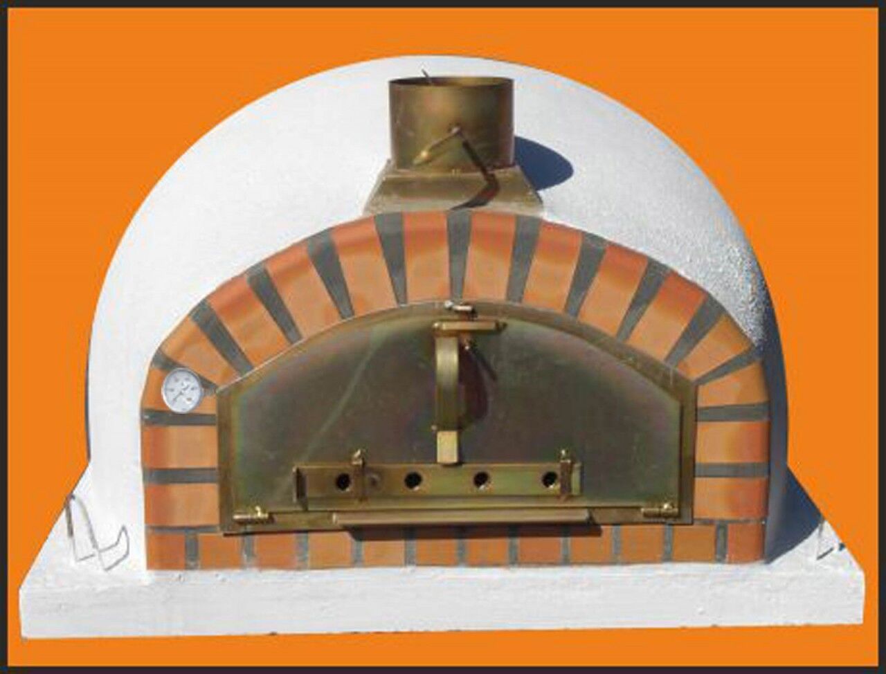 Traditioneller Backofen Pizzaioli 100 inkl. Kaminrohr und Regenhut aus Feueraluminium, weiß, ohne Abdeckhaube, ohne Ofenzubehör, ohne Zubehörset, ohne Grillzubehör, ohne fahrbares Gestell