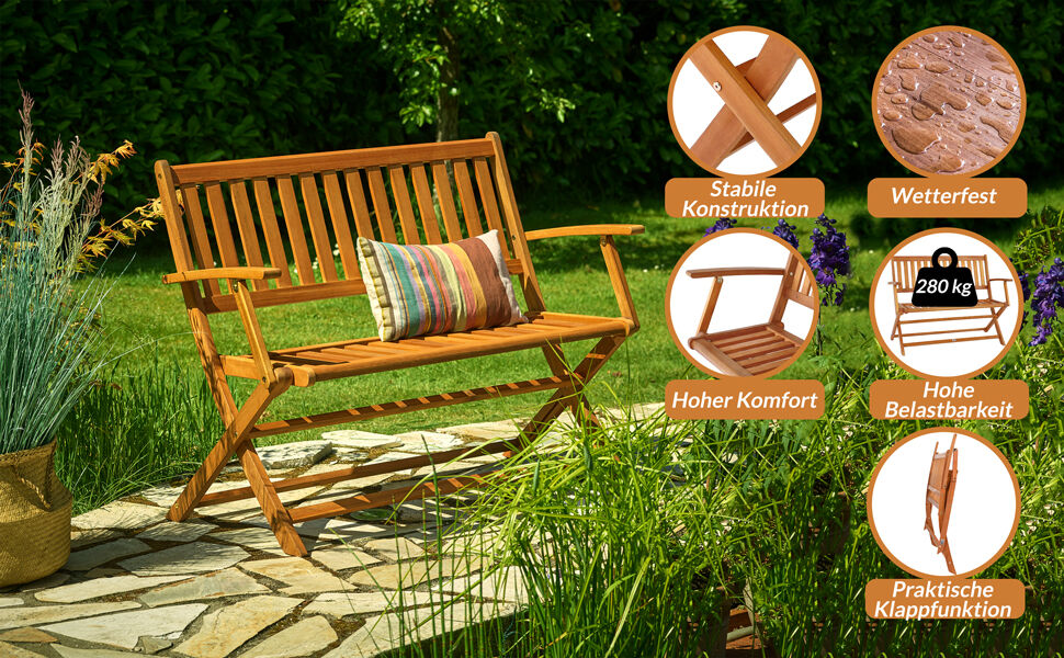 Gartenbank Eukalyptusholz FSC®-zertifiziert 120x55x90cm