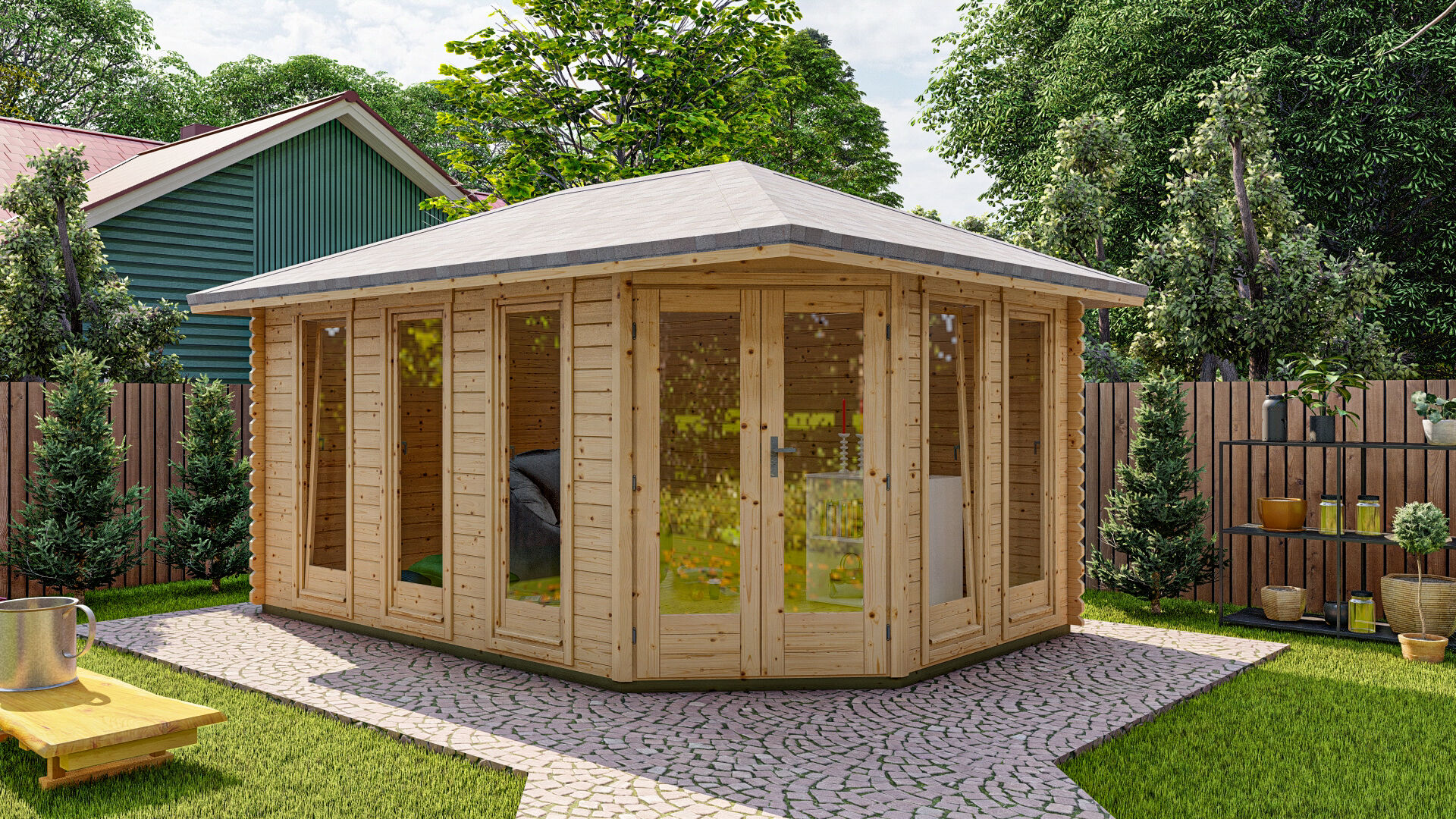Gartenhaus York 4 Frontansicht
