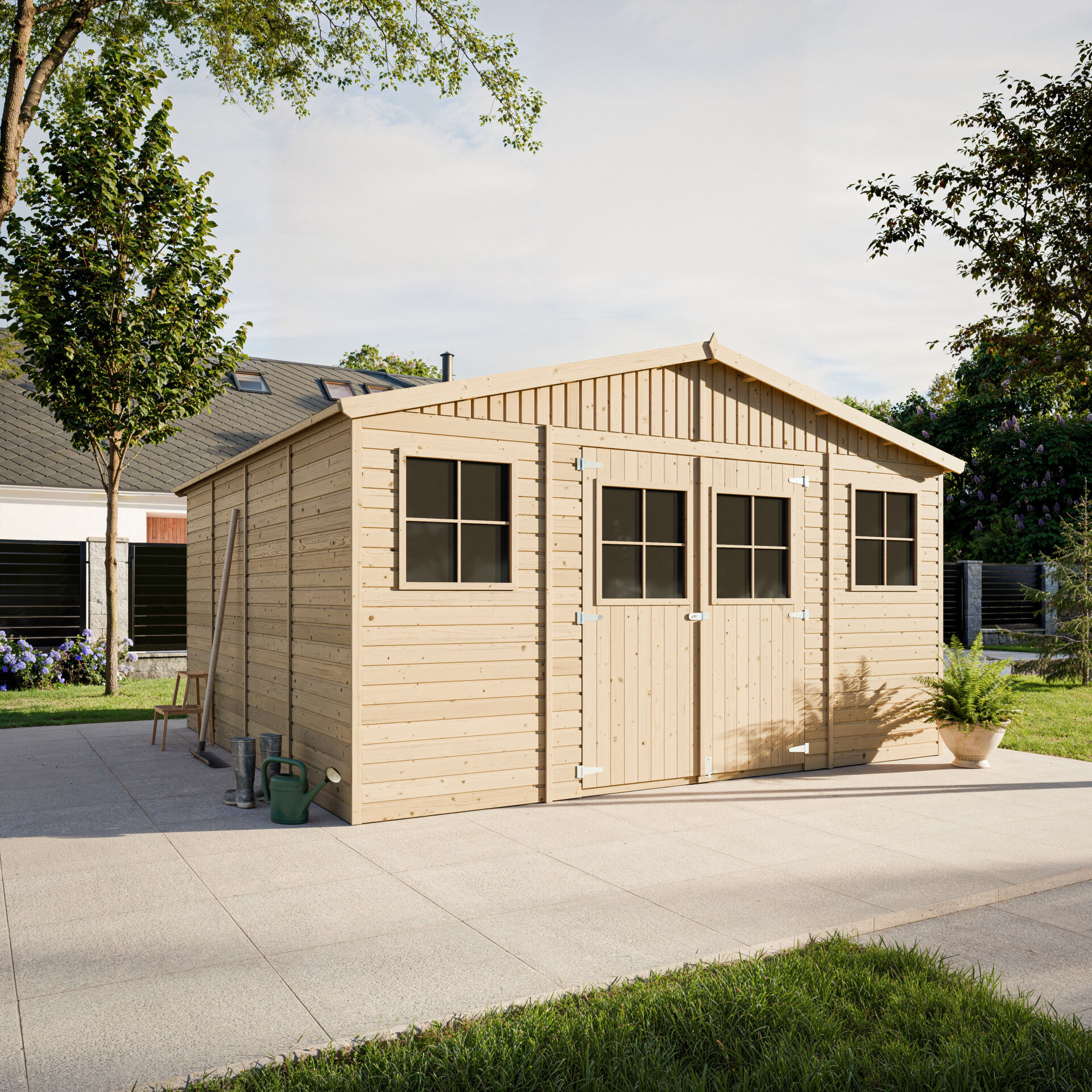 Gartenhaus Alwin M330 – Holz Gerätehaus 401 x 395 cm – 16 m2
