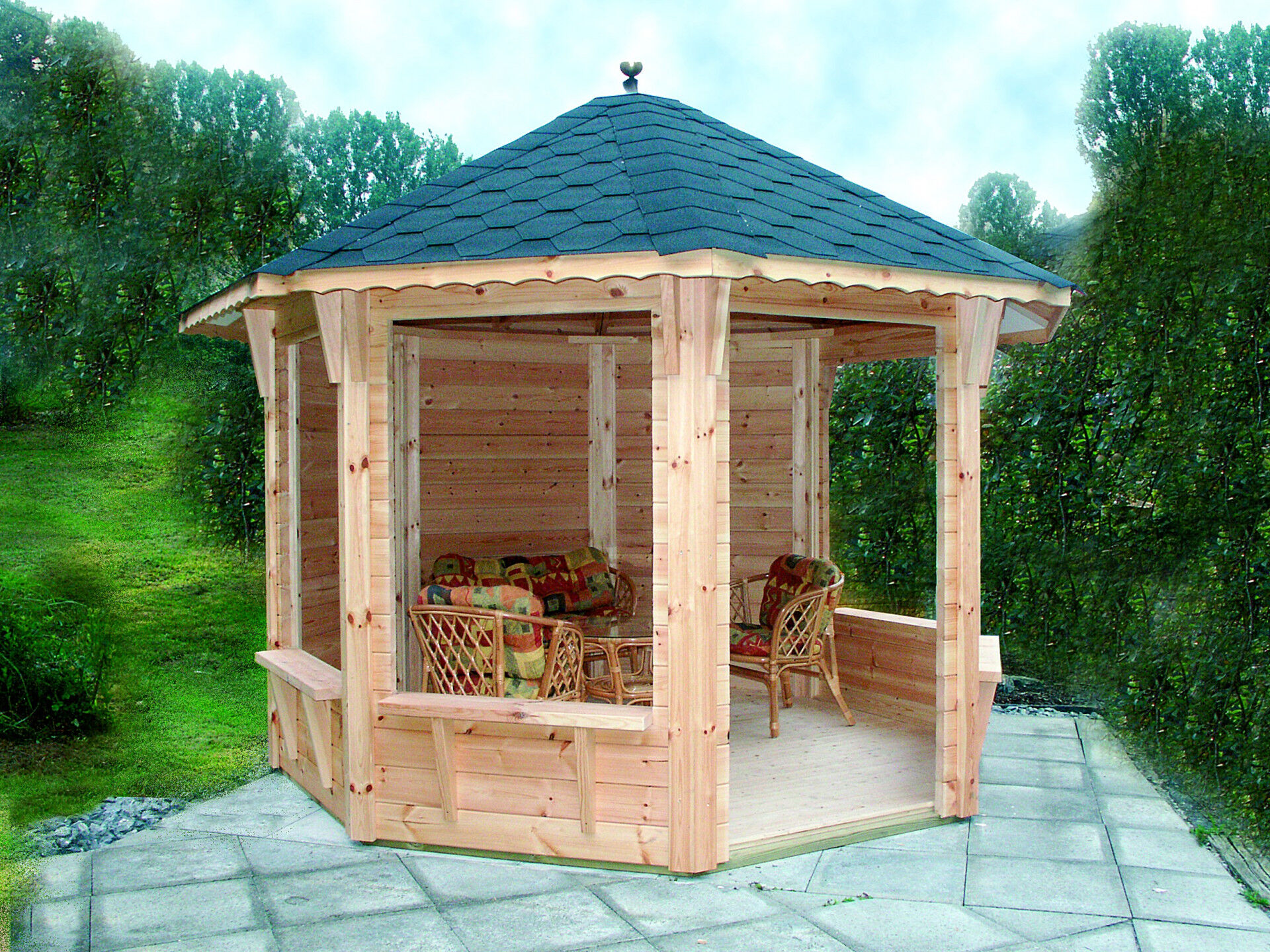 Pavillon Ravenna 12 m2 offen, schwarz