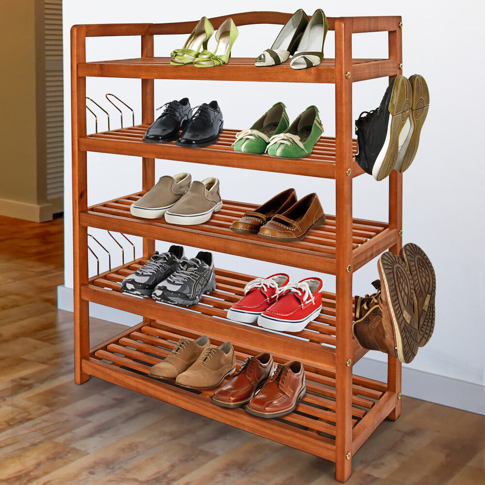 Schuhregal aus Akazienholz 75x26x82cm