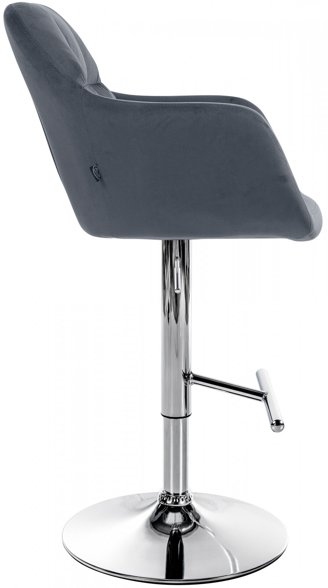 Barhocker Natoma Samt chrom, dunkelgrau