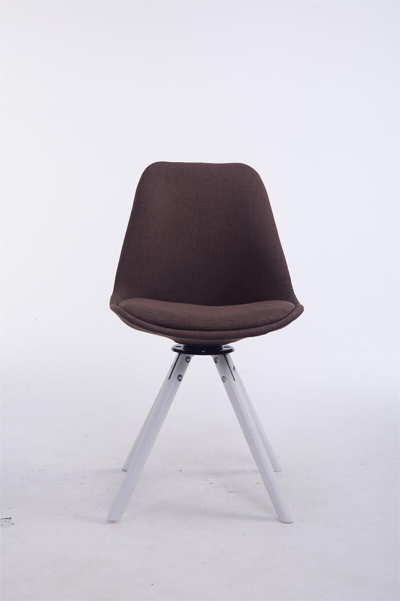 Besucherstuhl Troyes Drehbar Weiß Stoff Rund, braun