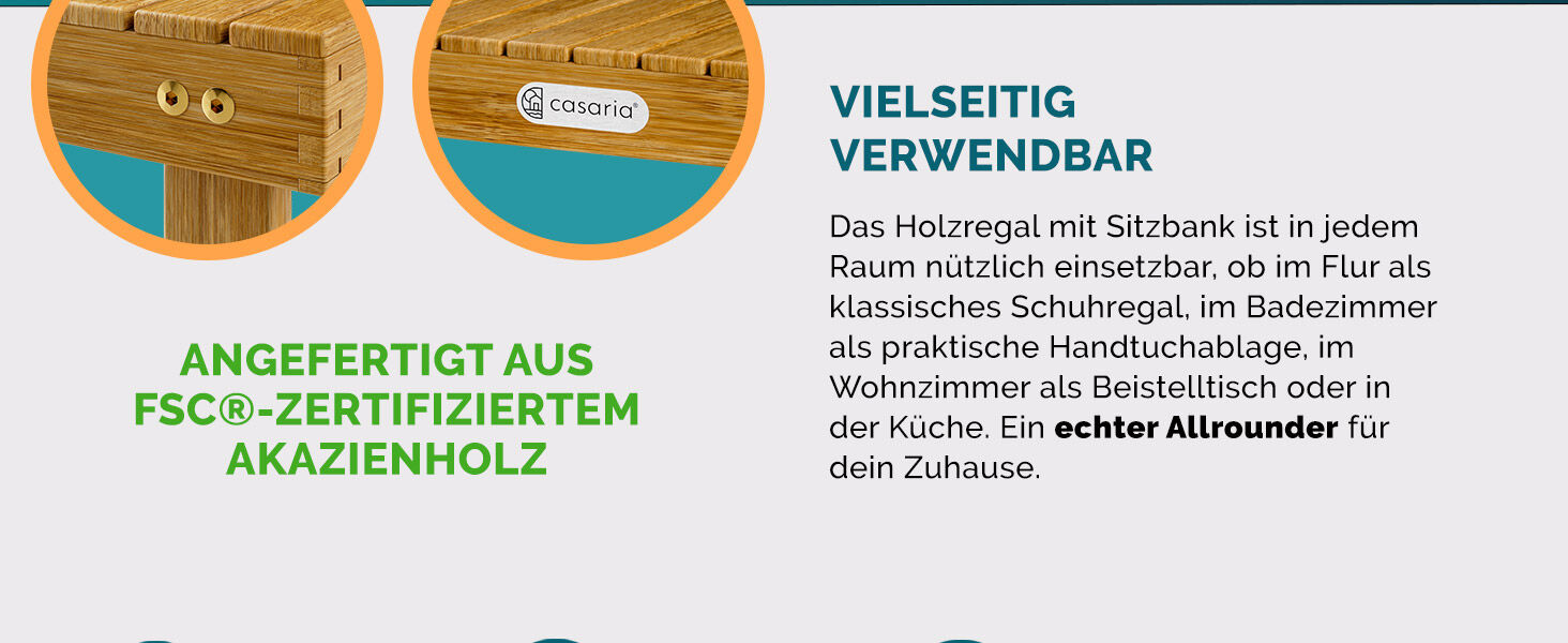 Schuhregal 2in1 Akazienholz FSC®-zertifiziert 90x33x46cm