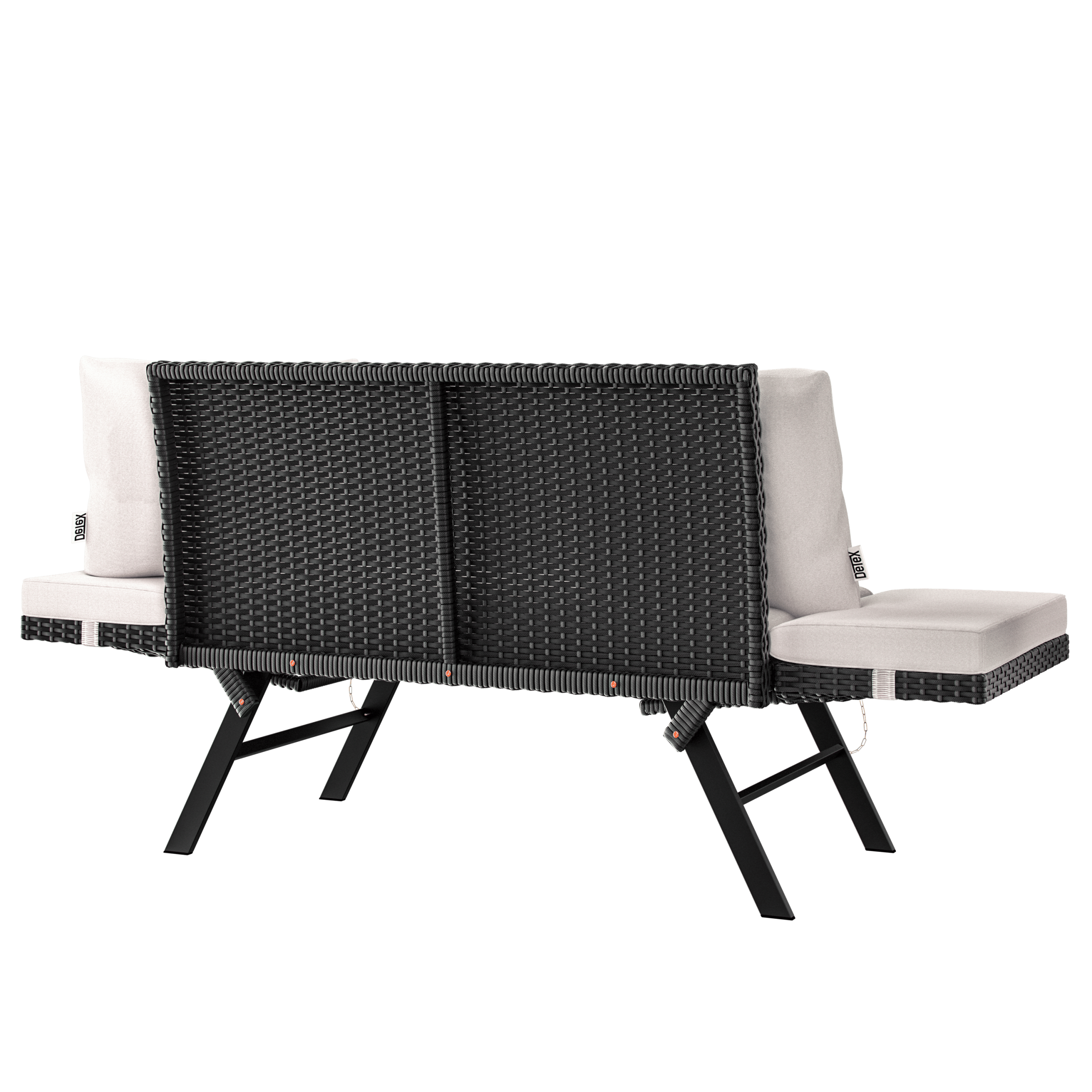 Polyrattan Gartenbank Schwarz/Creme 176x56x81cm