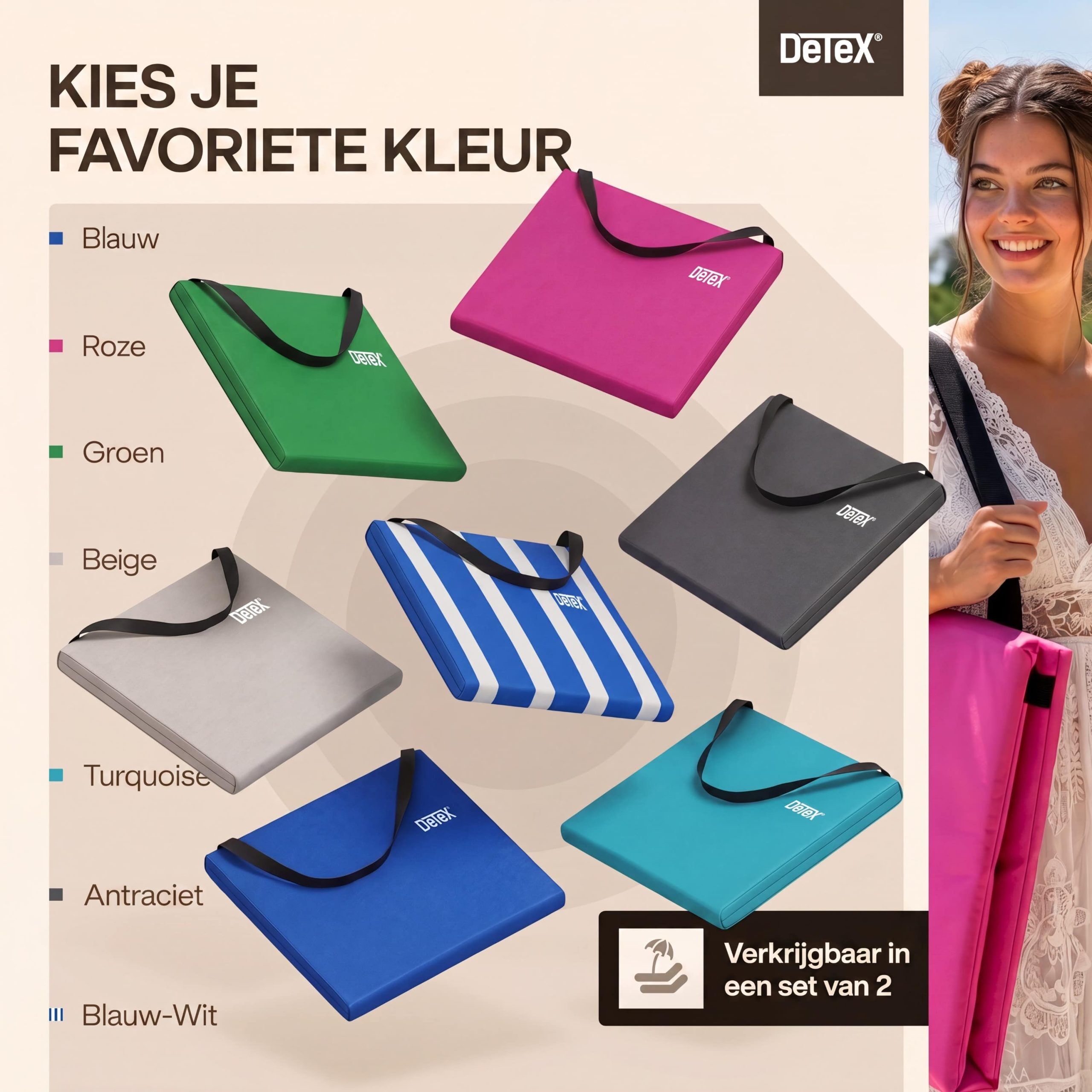 Strandmatte 2er-Set Blau 158x56x46cm gepolstert