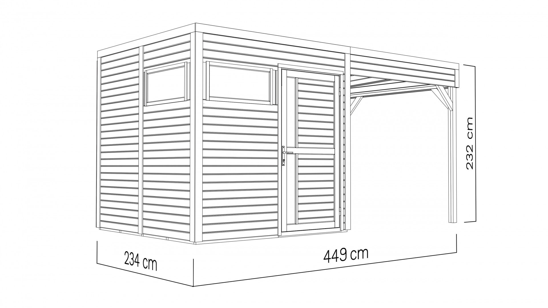 Gartenhaus Cubus 2 Lounge Hellgrau 449 x 234 cm