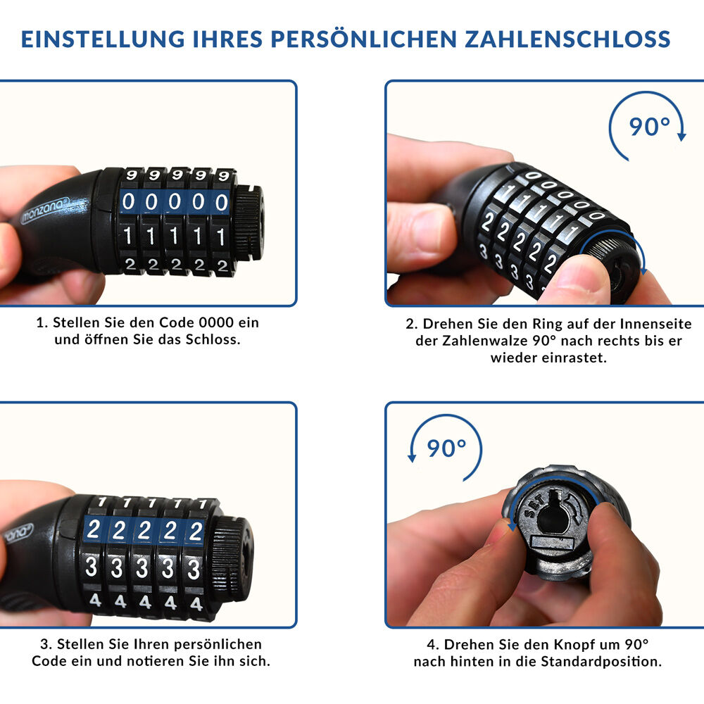 Fahrradschloss 120cm mit Zahlencode und starker Kette