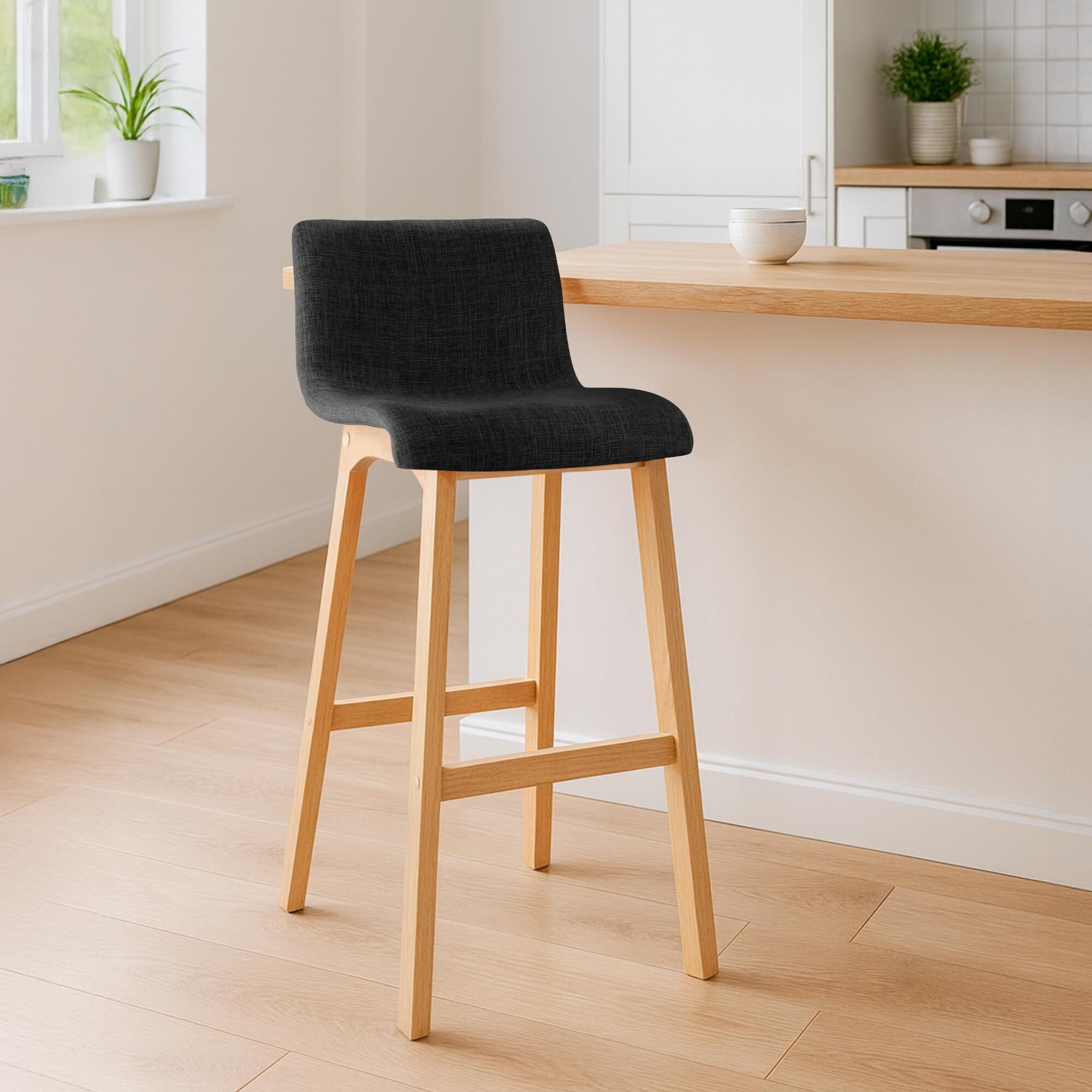 2er Set Barhocker Hoover Stoff Natura, dunkelgrau