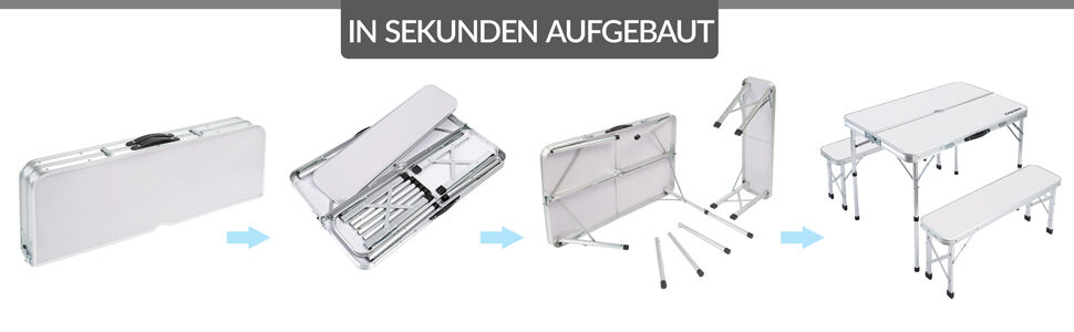 Campingsitzgruppe 3-tlg Weiß Alu klappbar