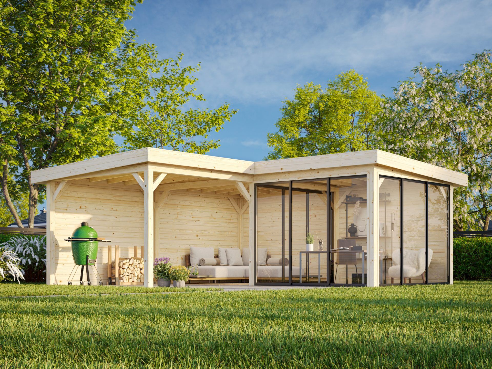 Palmako modernes Gartenhaus Lenna 24,9 m2 Set 412 Slide