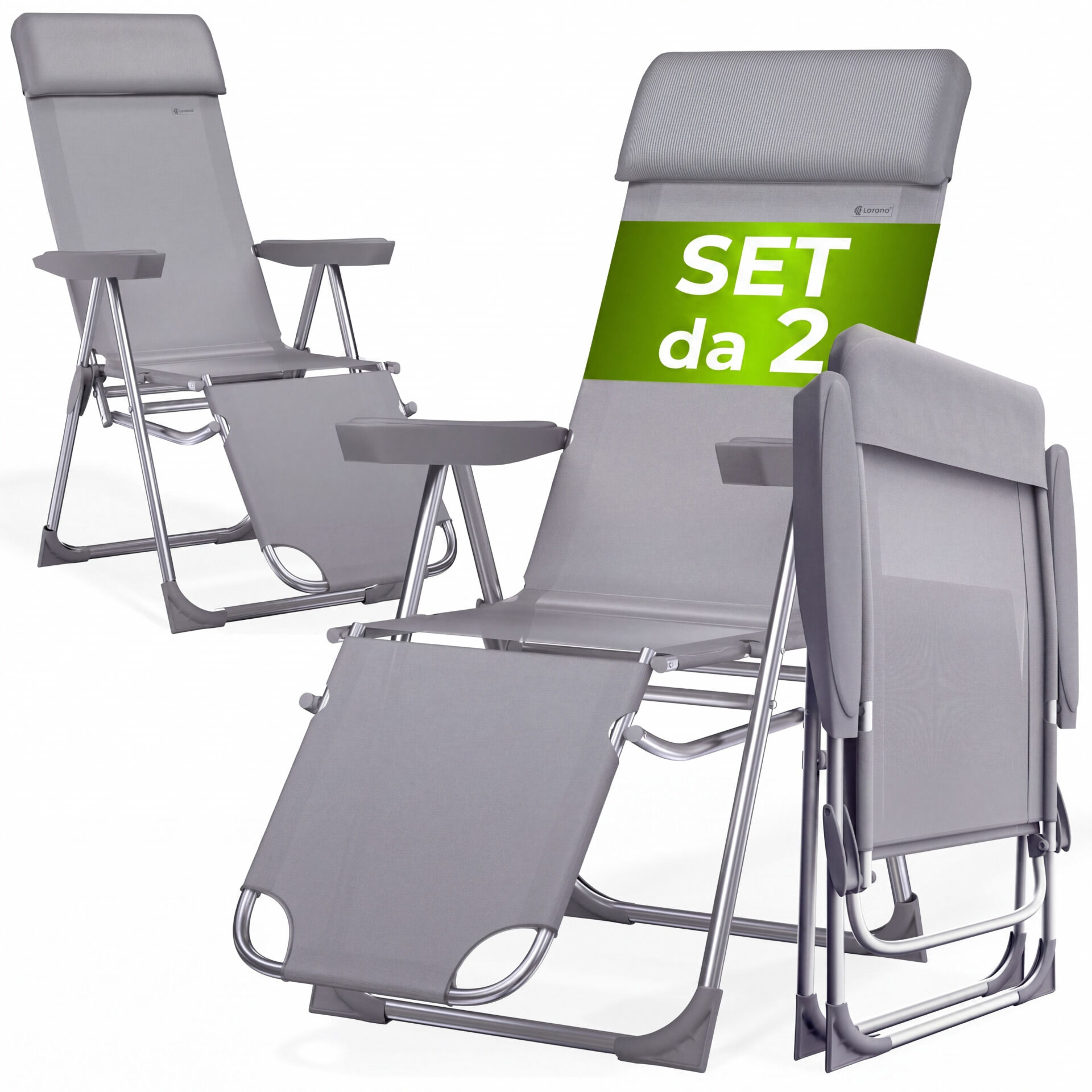 Gartenstuhl Hochlehner 2er-Set Anthrazit Alu