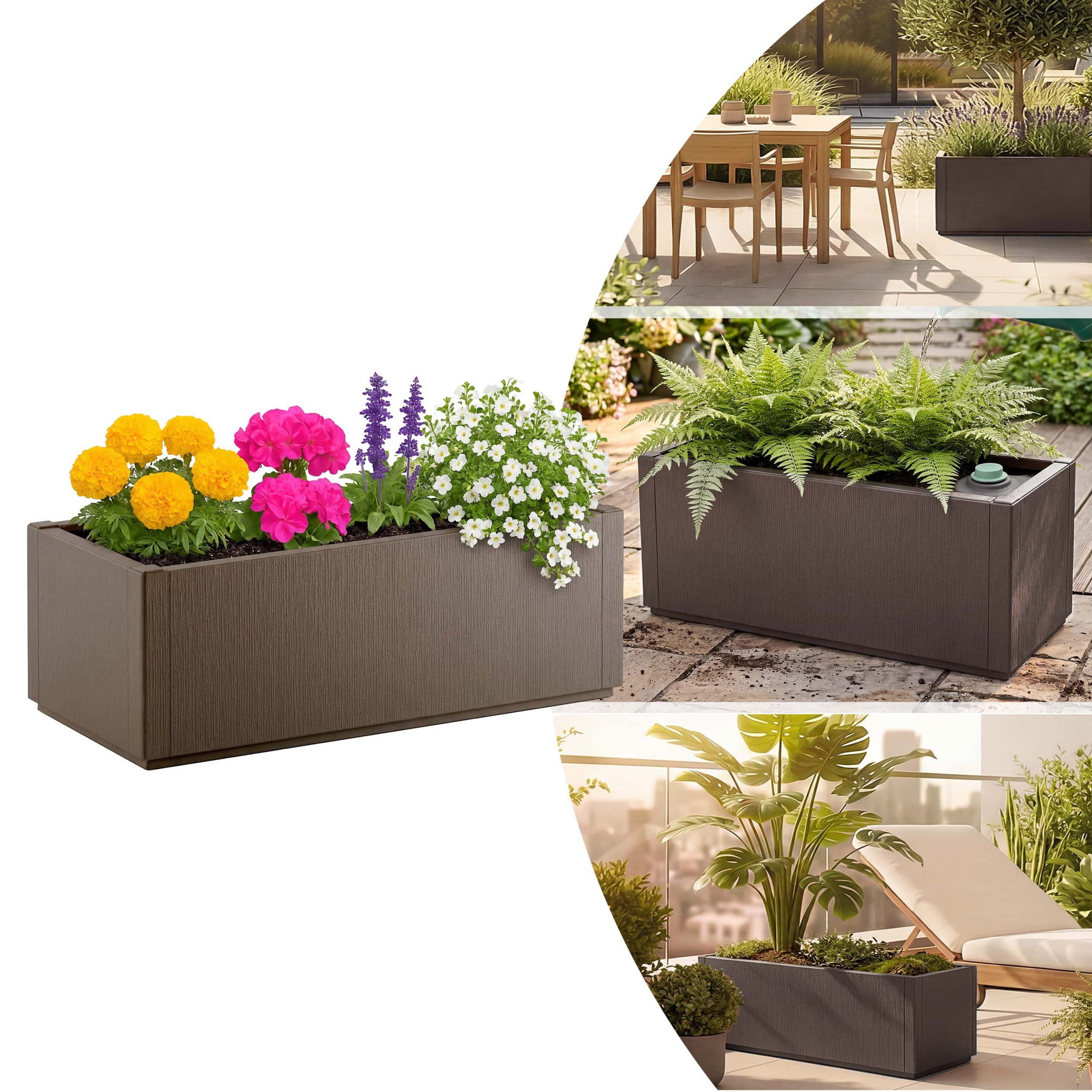 Blumentopf Ethica Braun Kunststoff 80x36x36cm