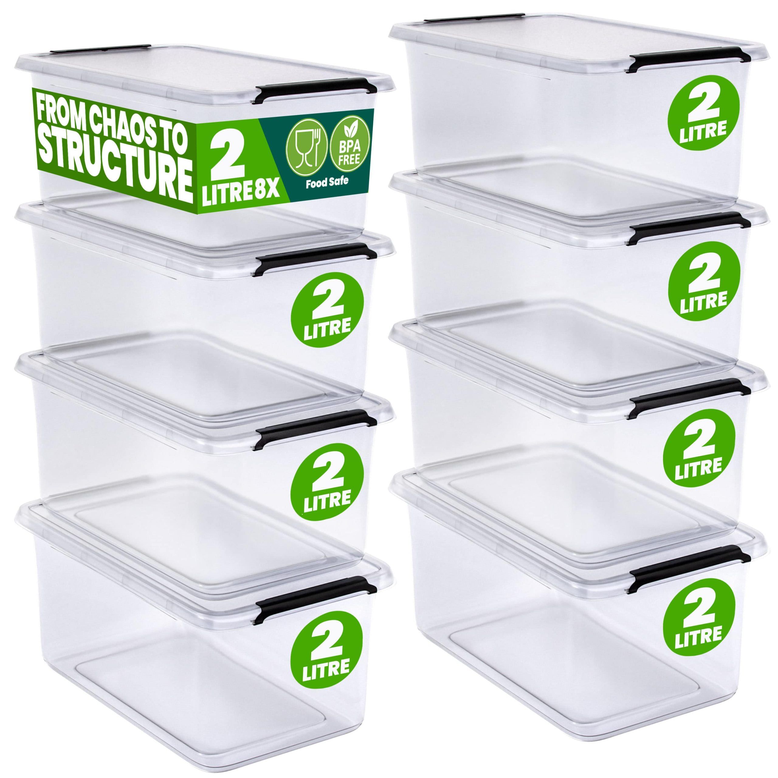 Aufbewahrungsbox 8er-Set 20x15x12cm 2L transparent stapelbar BPA-frei