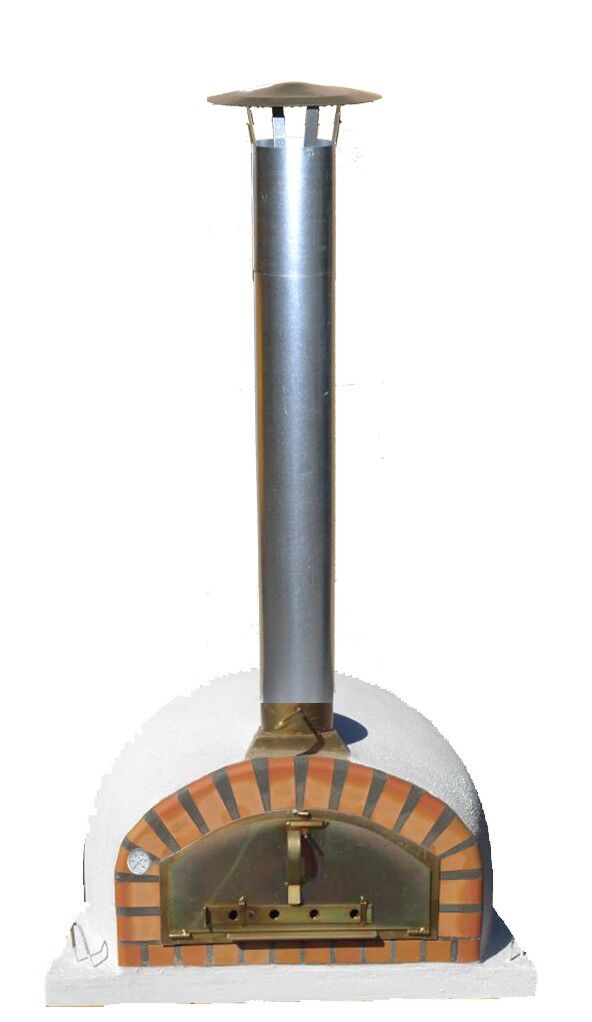 Traditioneller Backofen Pizzaioli 100 inkl. Kaminrohr und Regenhut aus Feueraluminium, weiß