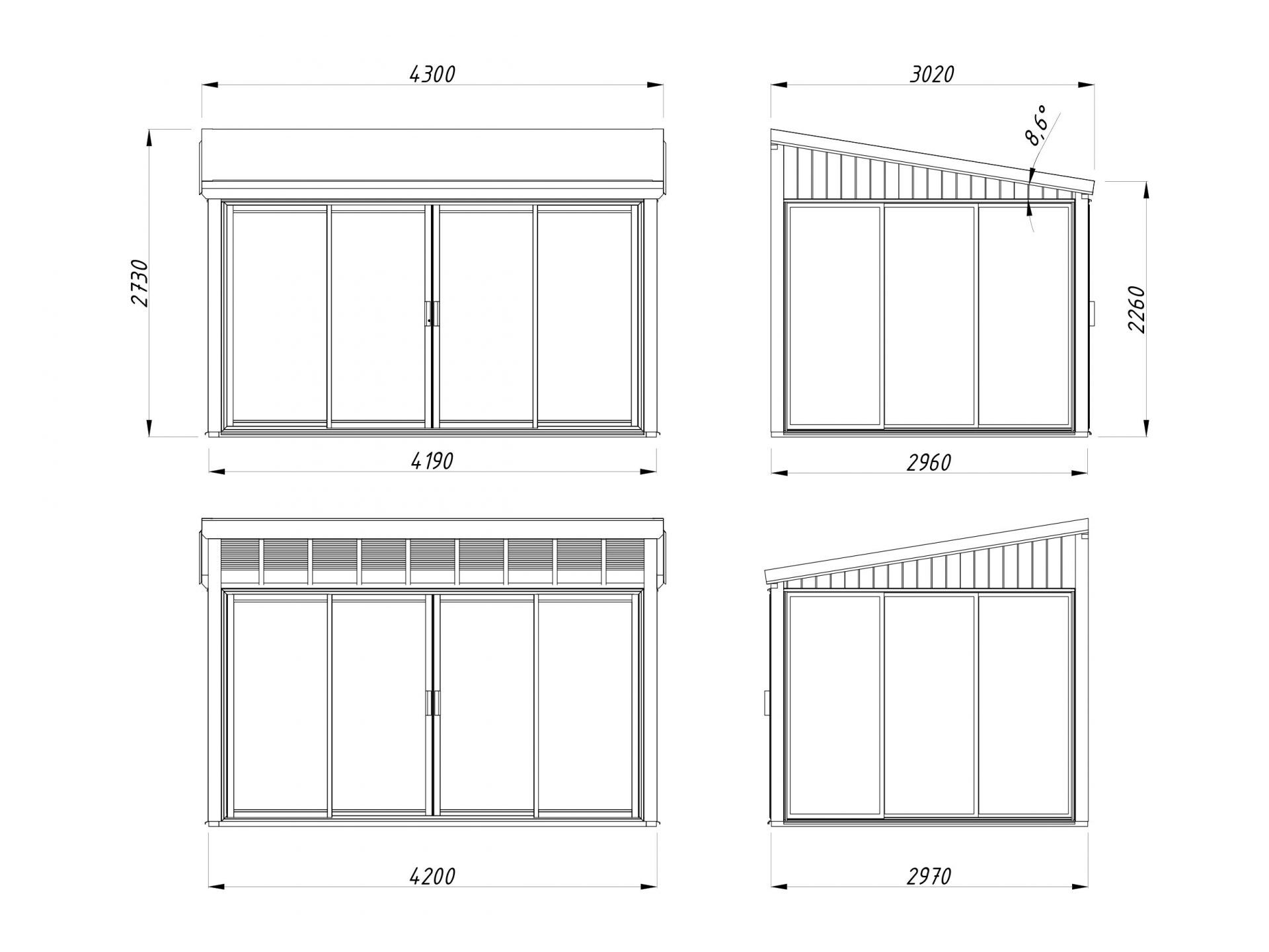 Palmako Gartenzimmer Glashaus Lumi 11,6 m² Slide Plus