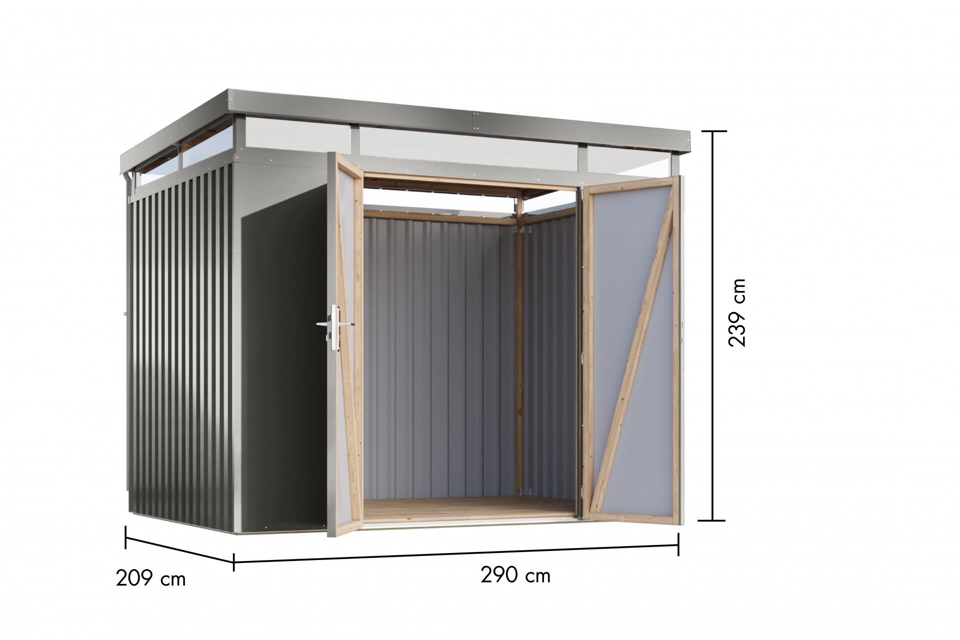 Karibu Flachdach Metall Gartenhaus Aurum 3, graualuminium