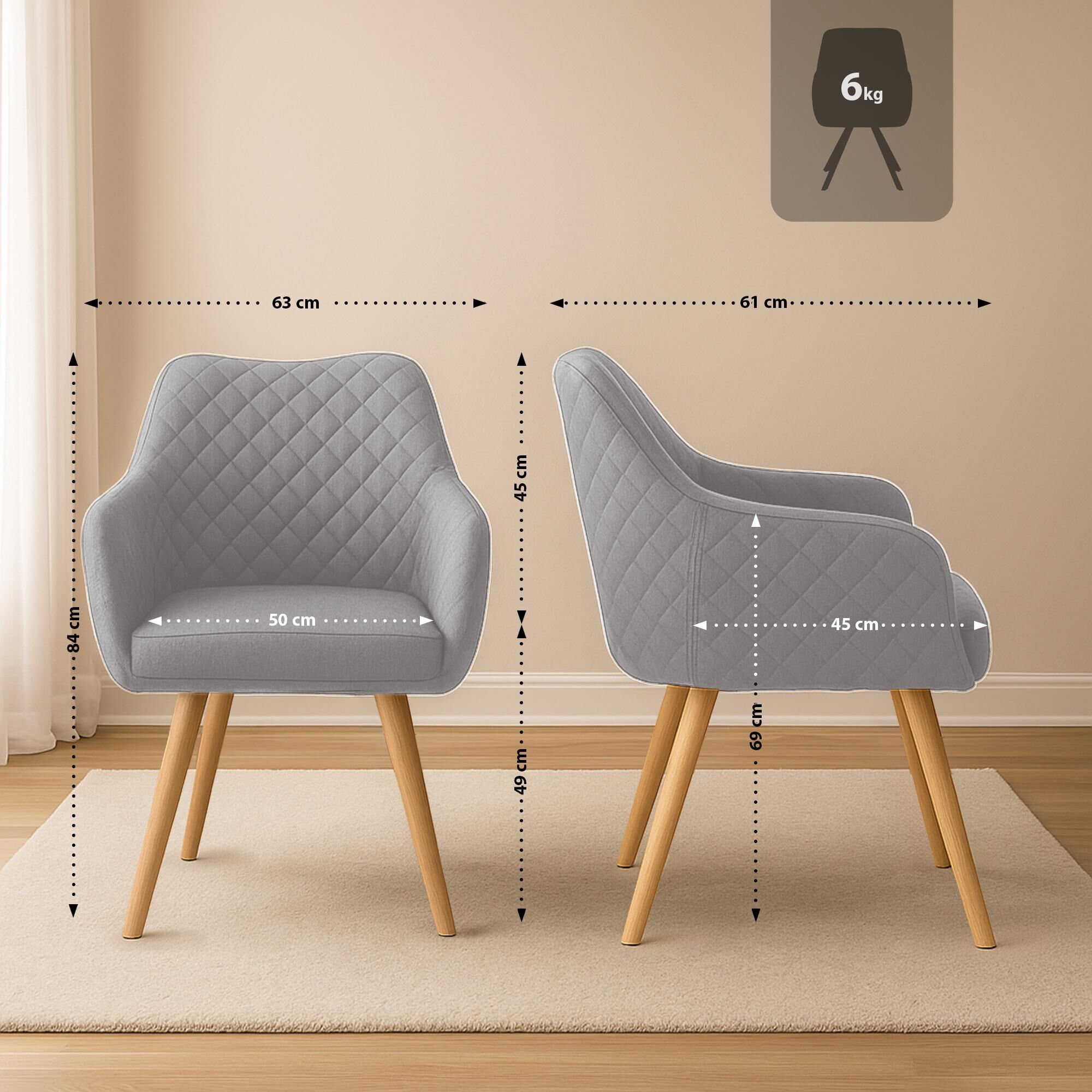 Esszimmerstuhl Gent Stoff natura, grau