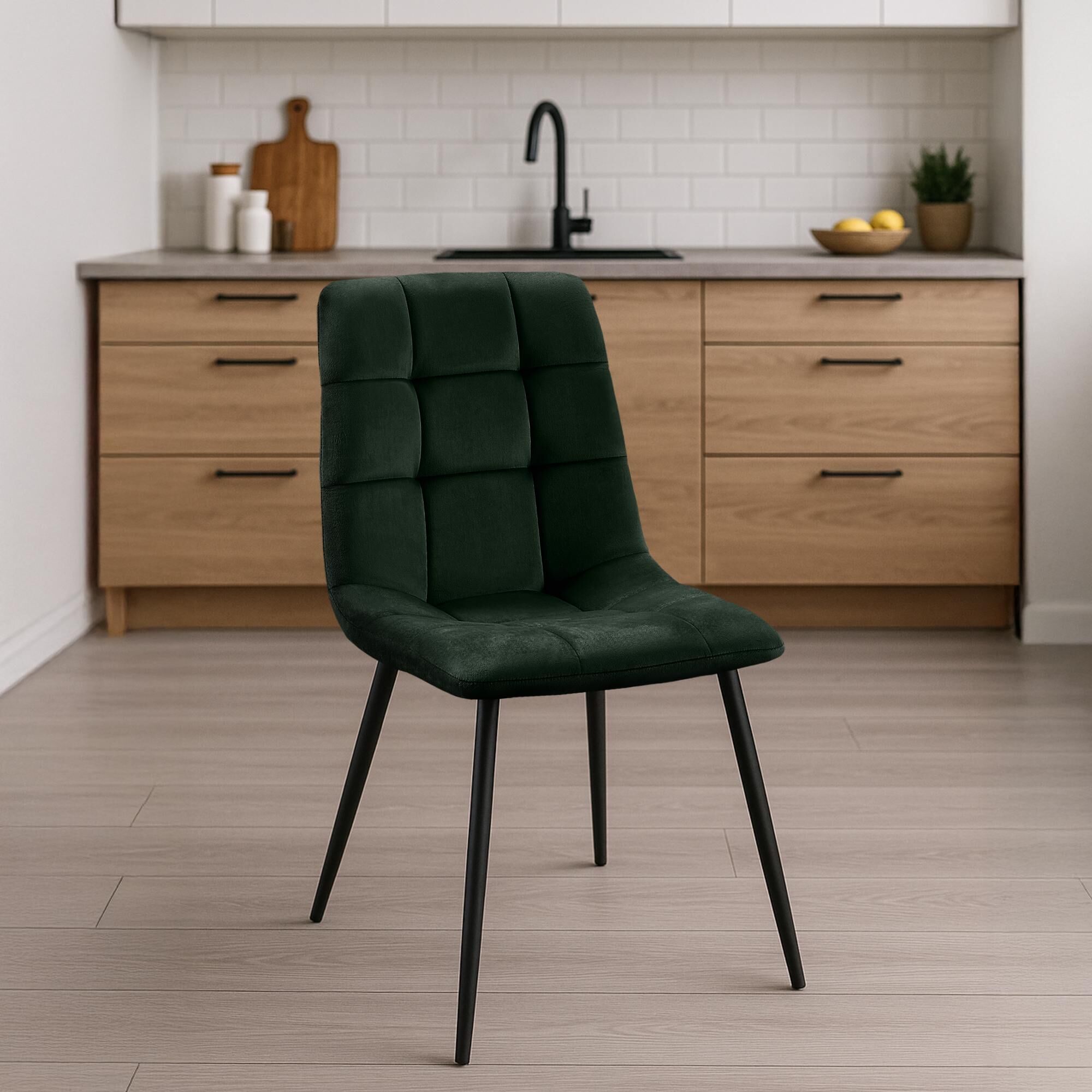 2er Set Esszimmerstuhl Tilde Samt, grün