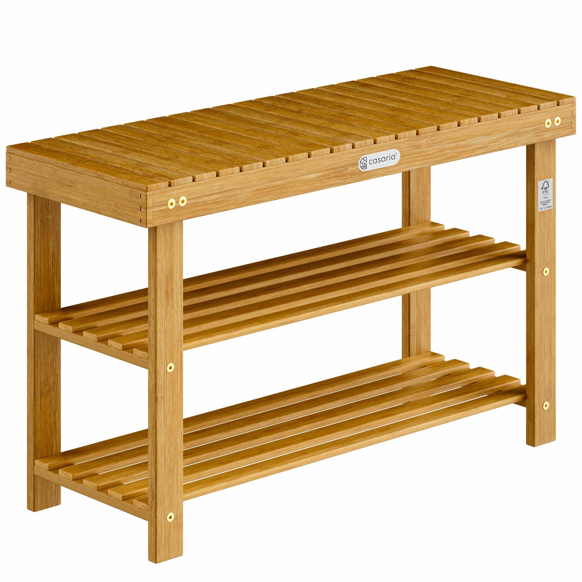 Schuhregal 2in1 Akazienholz FSC®-zertifiziert 90x33x46cm