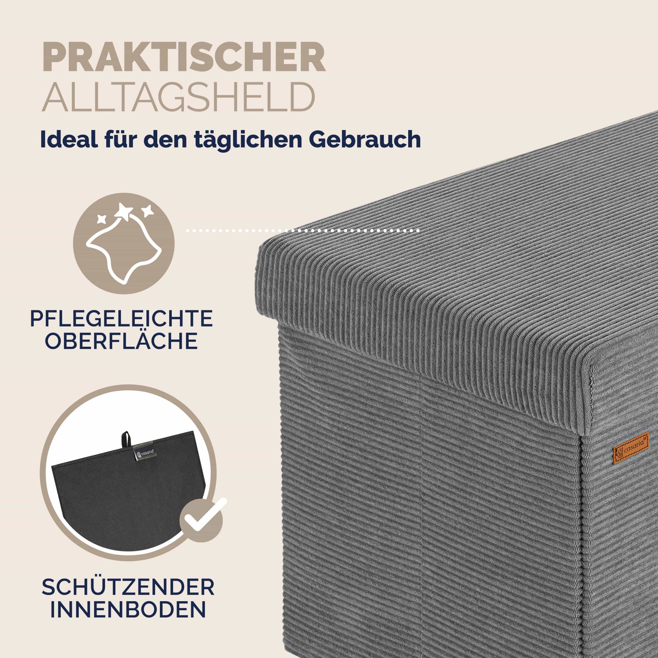 Sitzbank Anthrazit Cord 76x38x38cm MDF faltbar