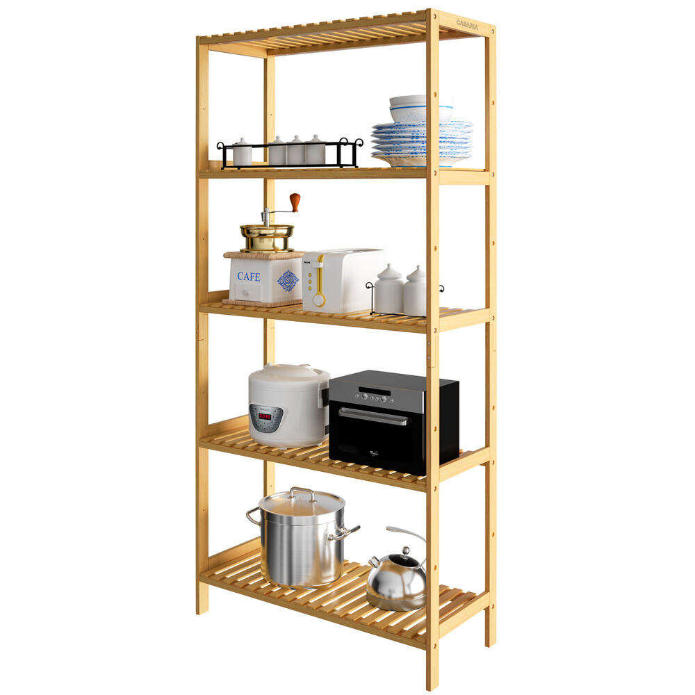 Standregal Badregal Bambus 130x60x26cm Ablagen höhenverstellbar