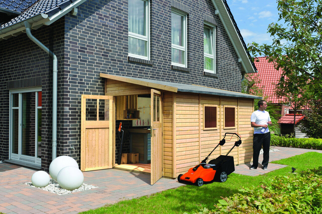 Karibu Pultdach Gartenhaus Bomlitz 4 natur