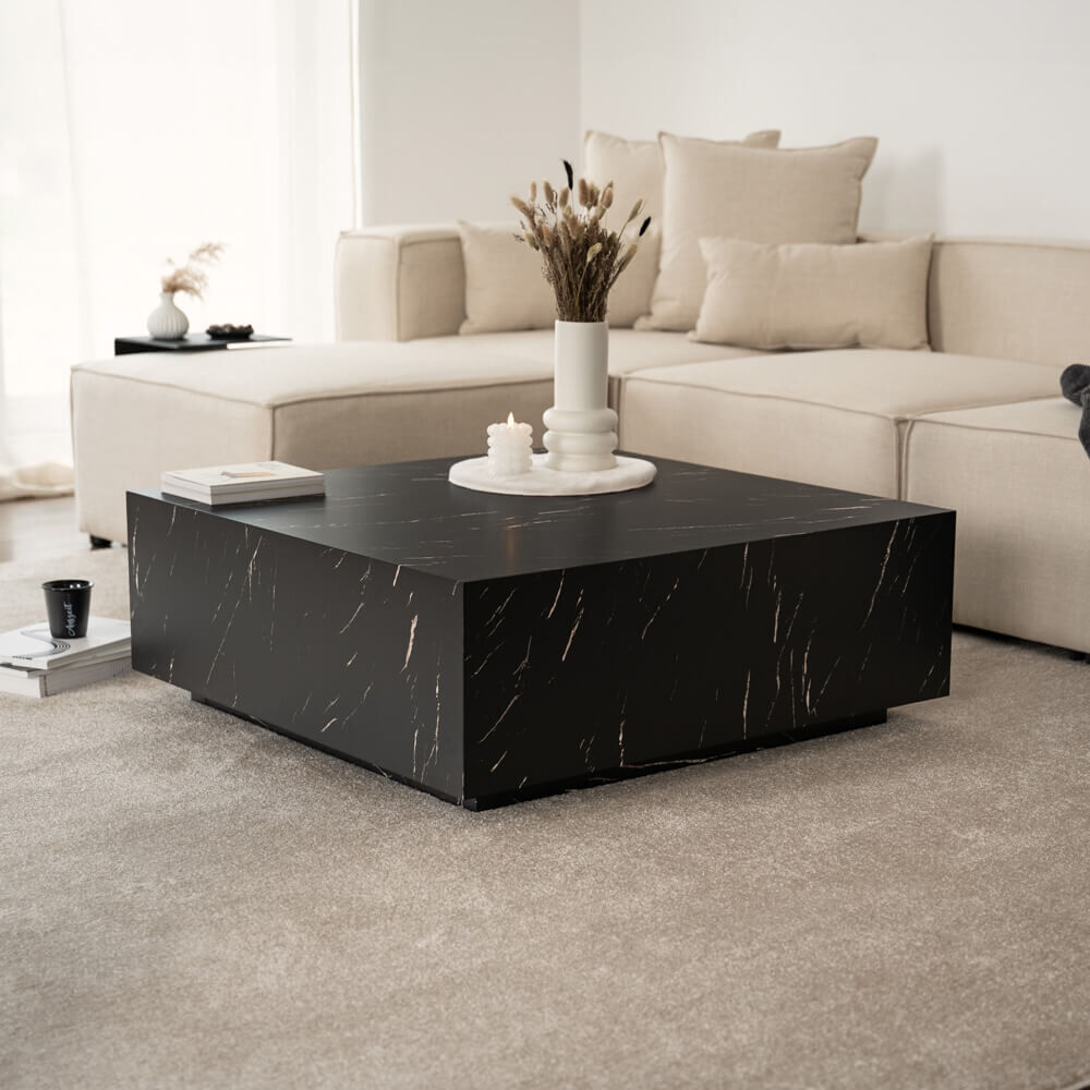 Couchtisch Marmor AMIRI XL - 95 x 95 cm Schwarz