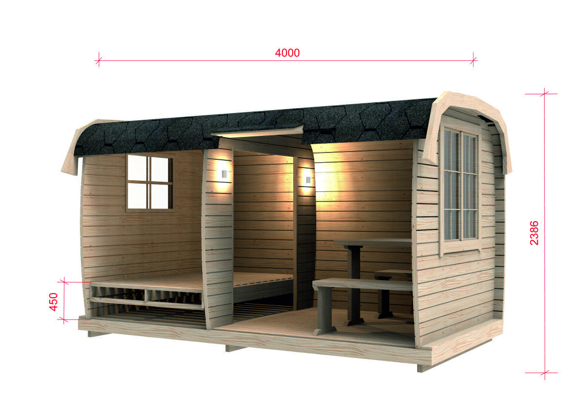 Tinyhaus Camping Bus Tromso 230x400, montiert