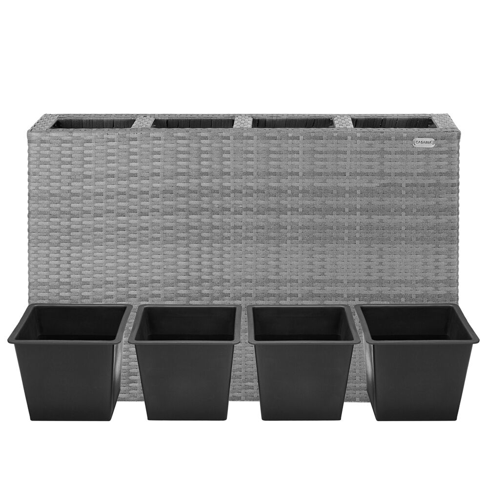 Polyrattan Blumentopf Grau 95x27x60cm