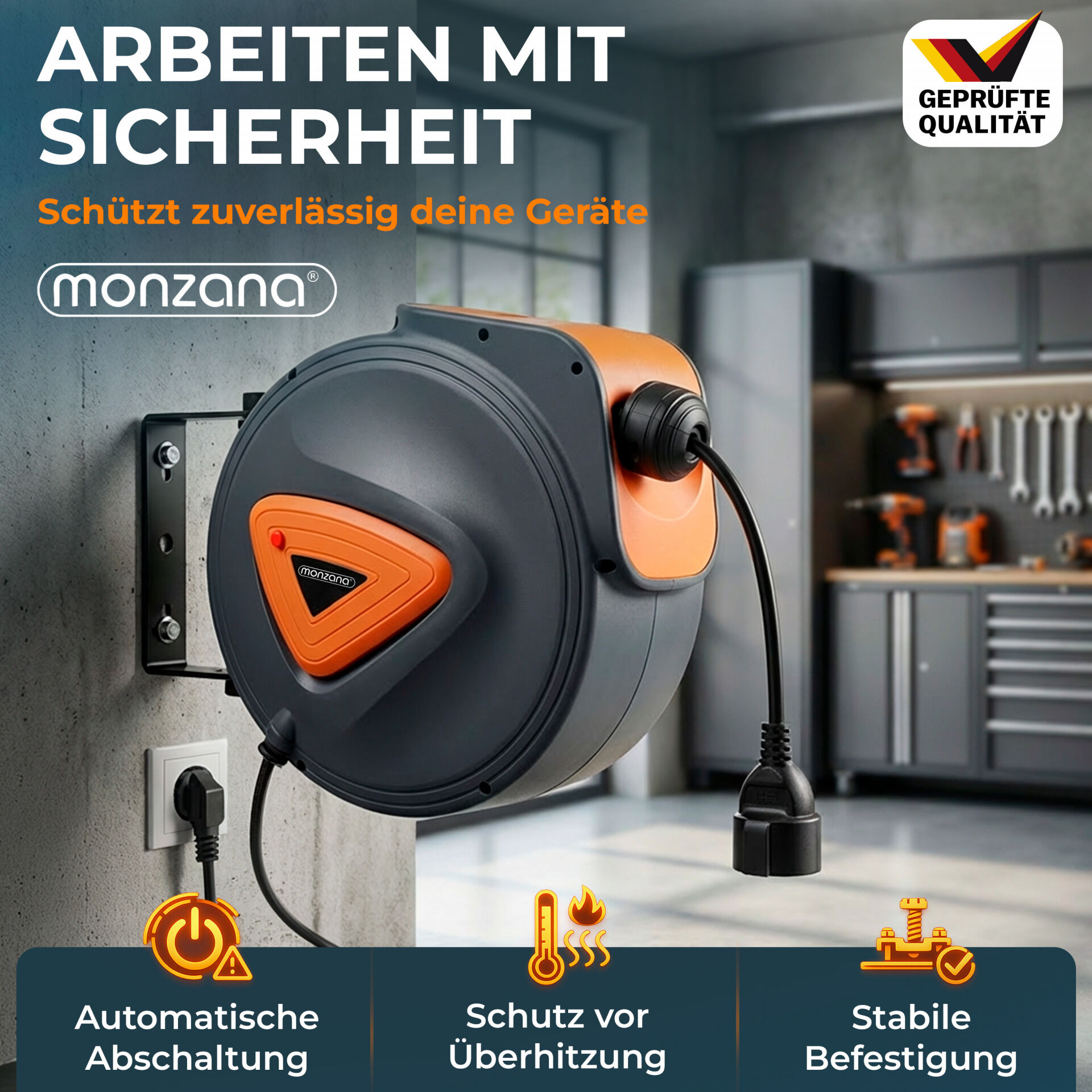 Automatik Kabeltrommel 20m+1,5m Anschlusskabel