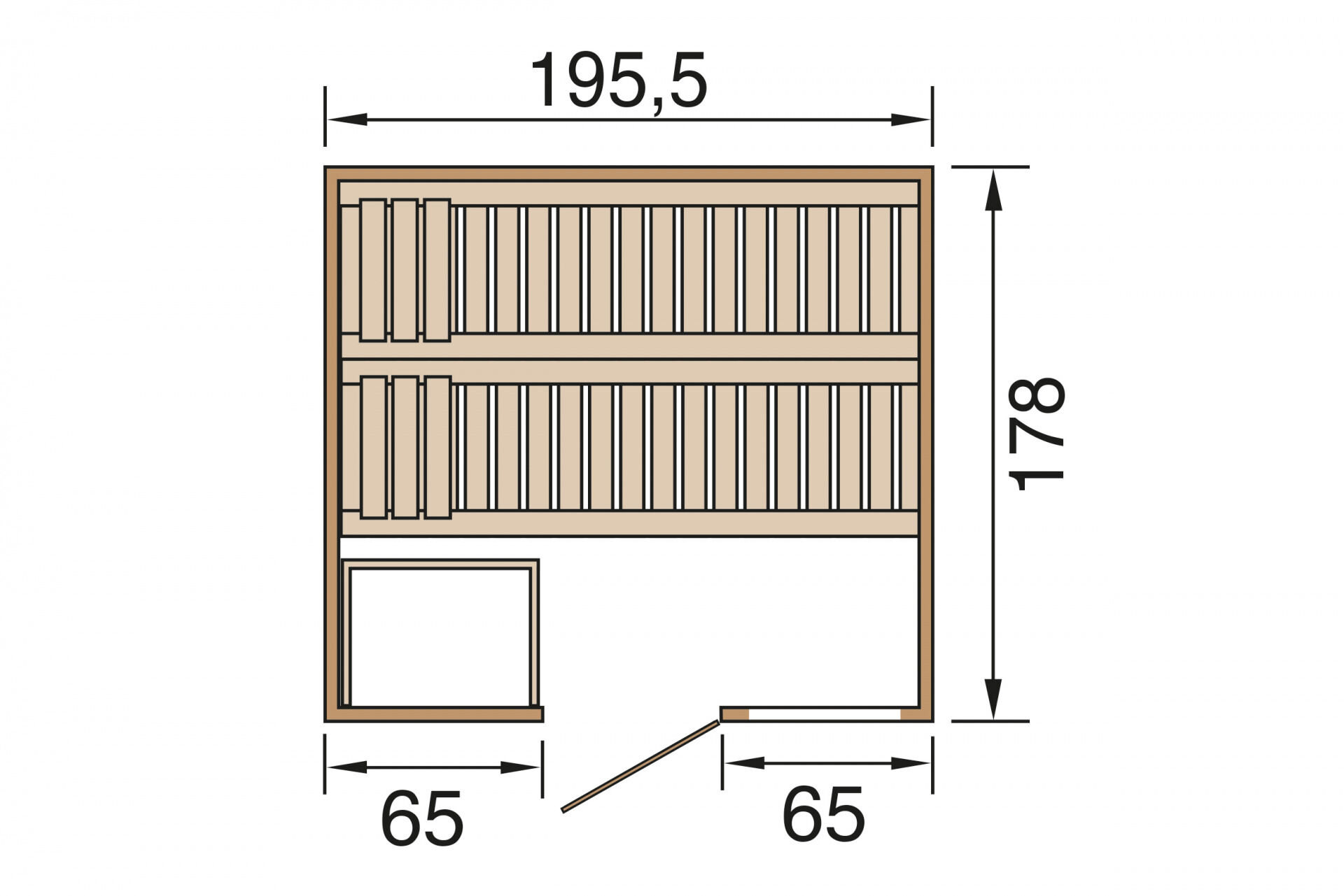 weka Premium-Massivholzsauna 45 mm BERGEN 2F, ohne Ofen, ohne Beleuchtung