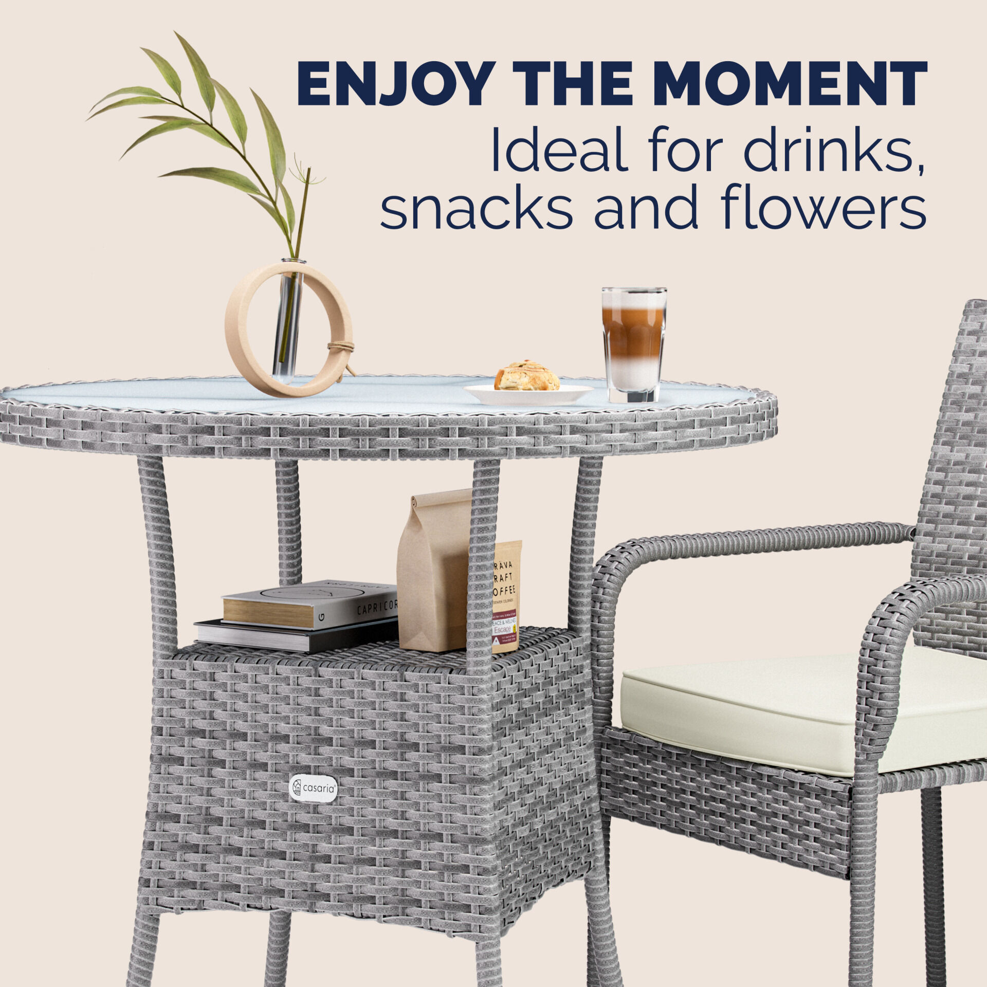 Polyrattan-Tisch Grau rund Ø60cm