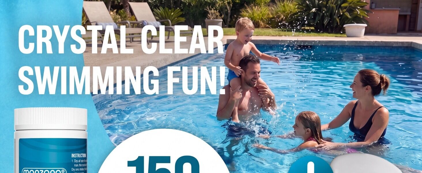 Dosierschwimmer Pool für 20-200g Tabletten inklusive 150 3in1 Teststreifen UV-Resistent Chlor Schwimmer mit Thermometer