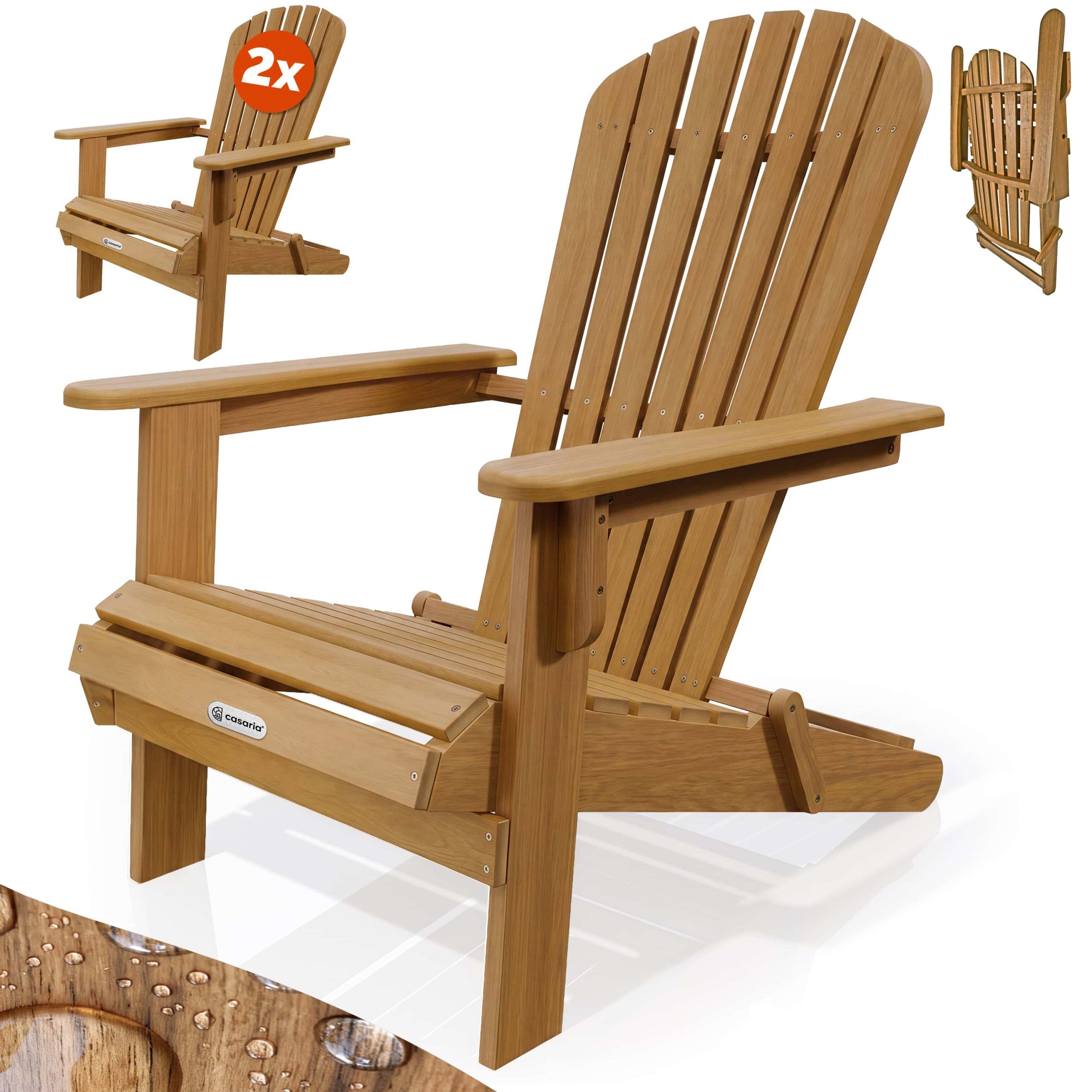 Liegestuhl Adirondack 2er-Set Akazienholz klappbar