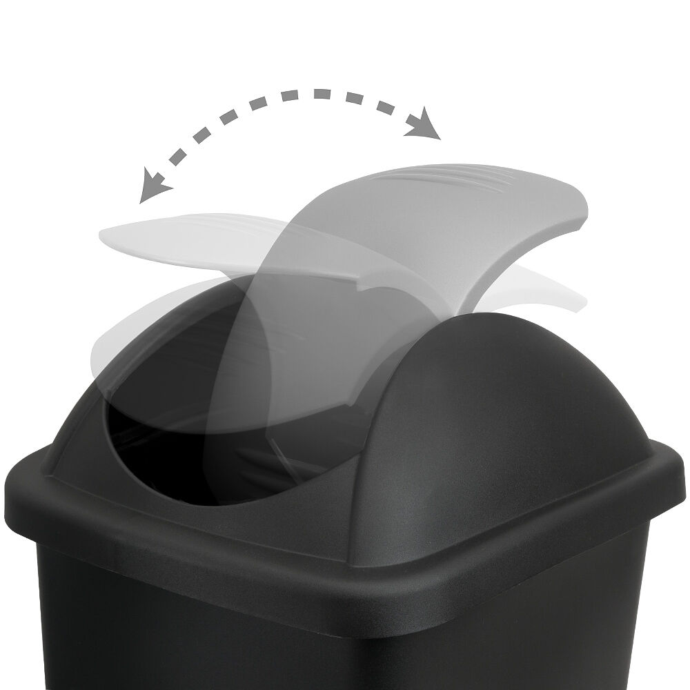 Mülleimer Schwarz/Silber Kunststoff 60L
