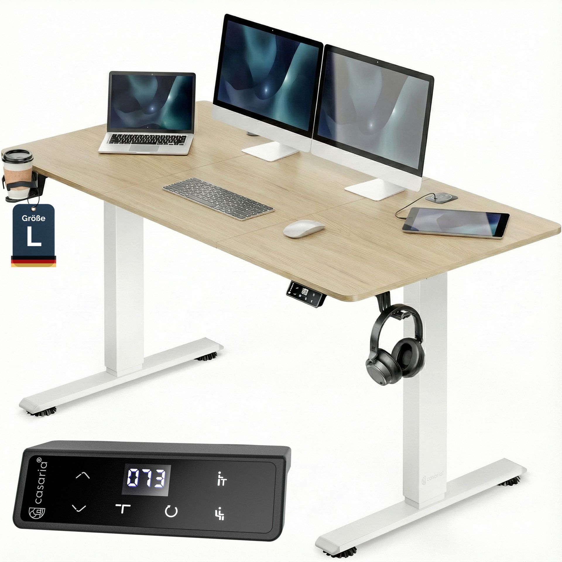 Höhenverstellbarer Schreibtisch Beige 140x60x72-117cm