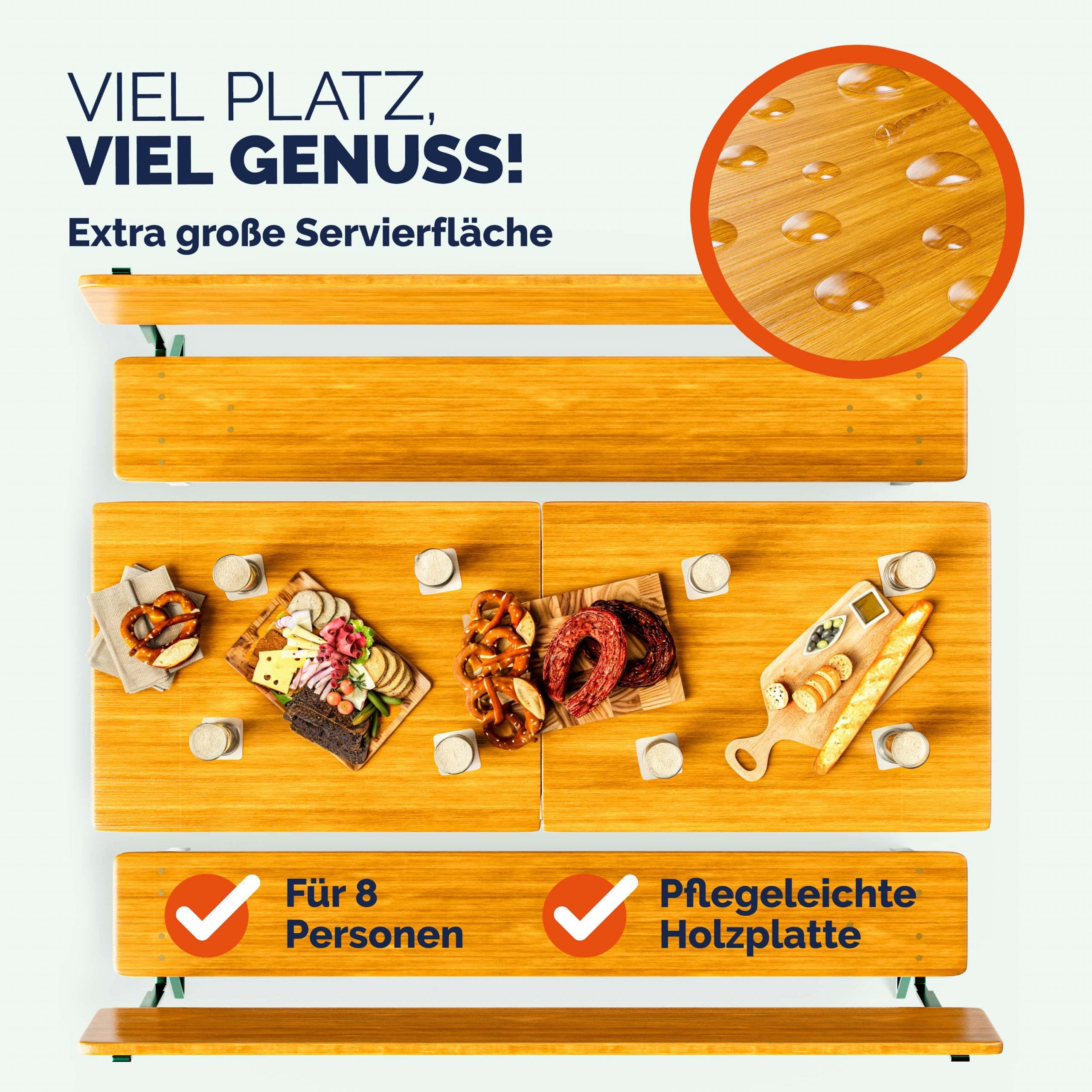 Bierzeltgarnitur für 8 Personen 170x70x75cm klappbar mit Rückenlehne