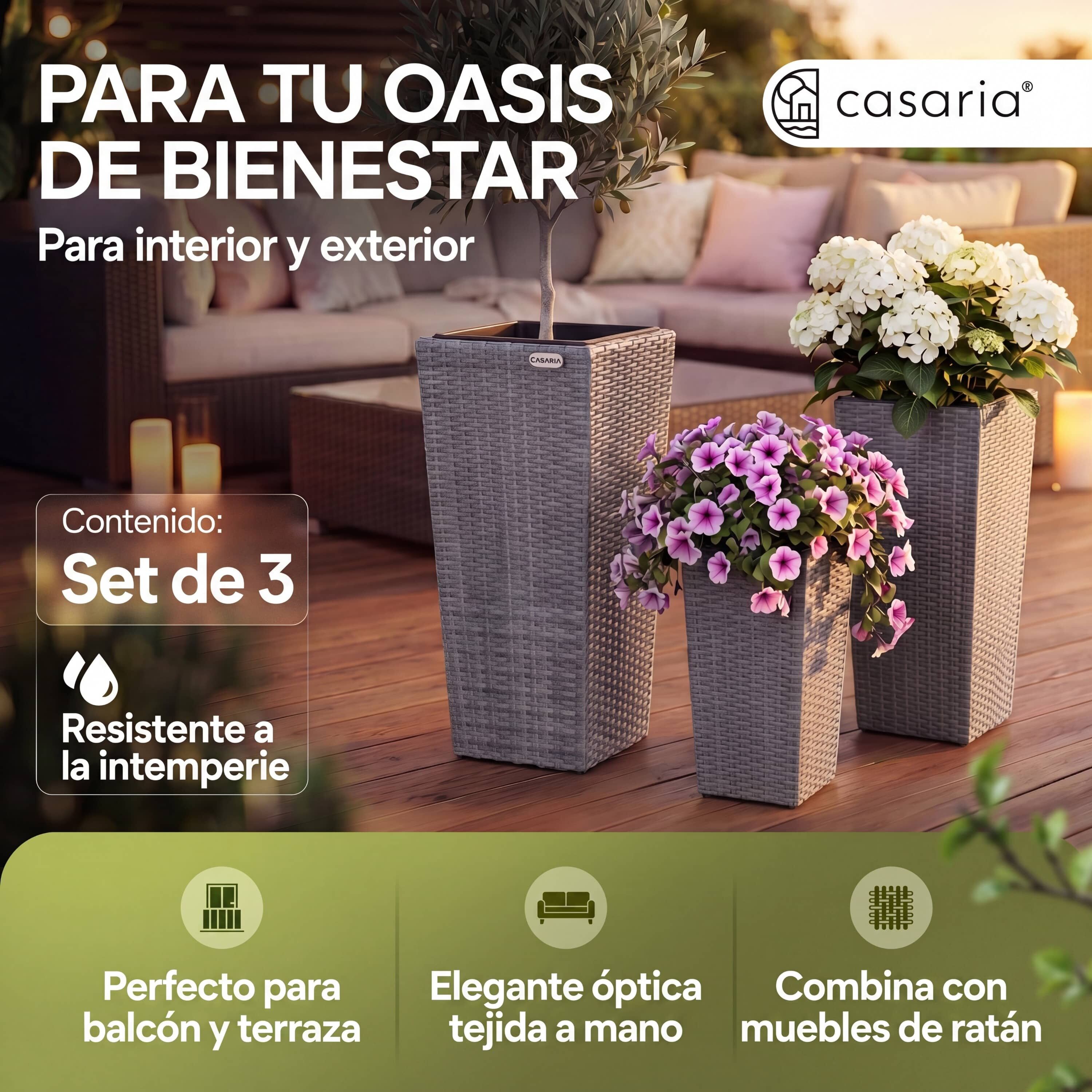Polyrattan Blumentopf 3er-Set Grau
