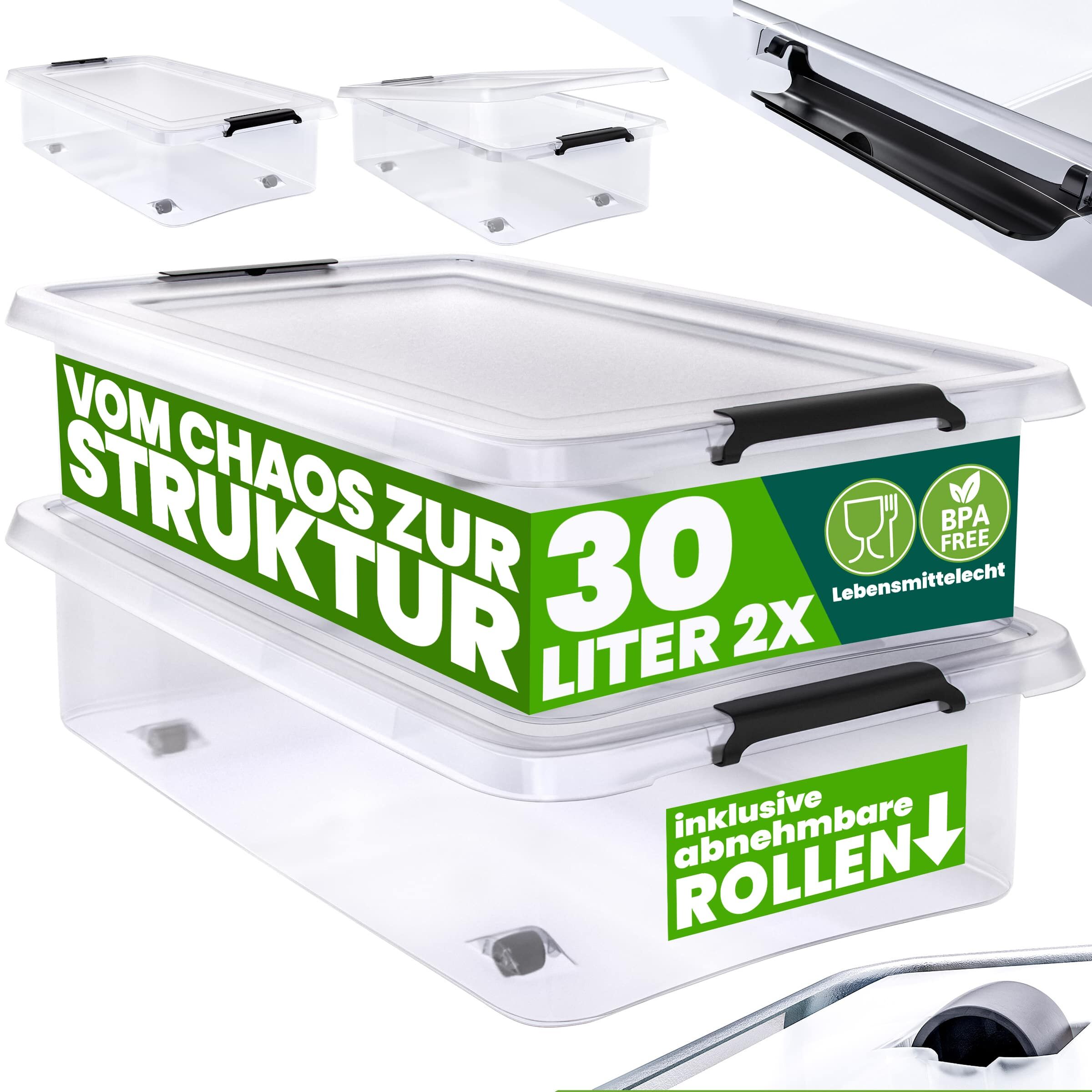 Aufbewahrungsbox 2er-Set Transparent 60x40x17cm 30L stapelbar